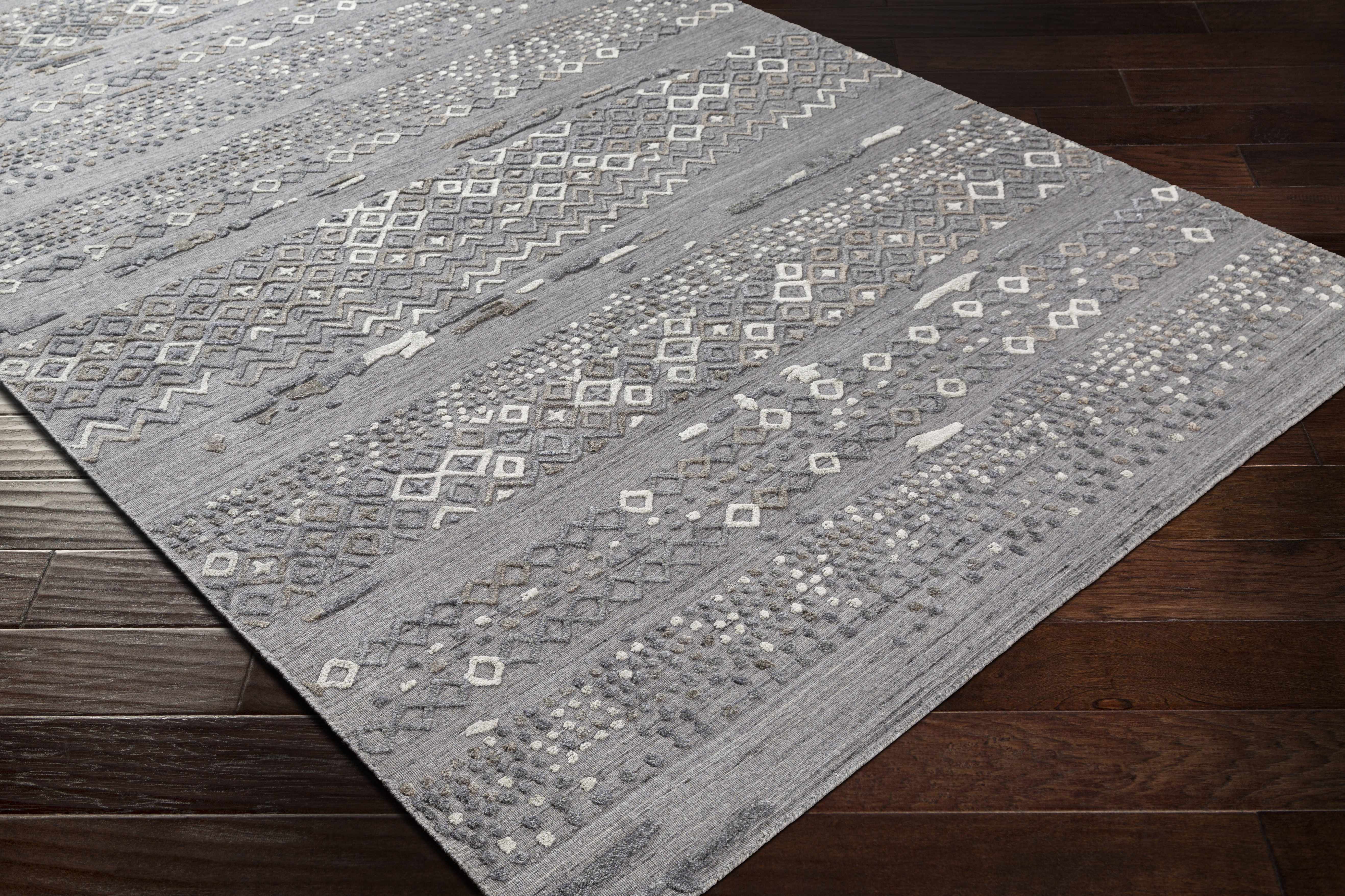 Galchutt Embossed Gray Premium Viscose&Wool Rug - Clearance - Image 2