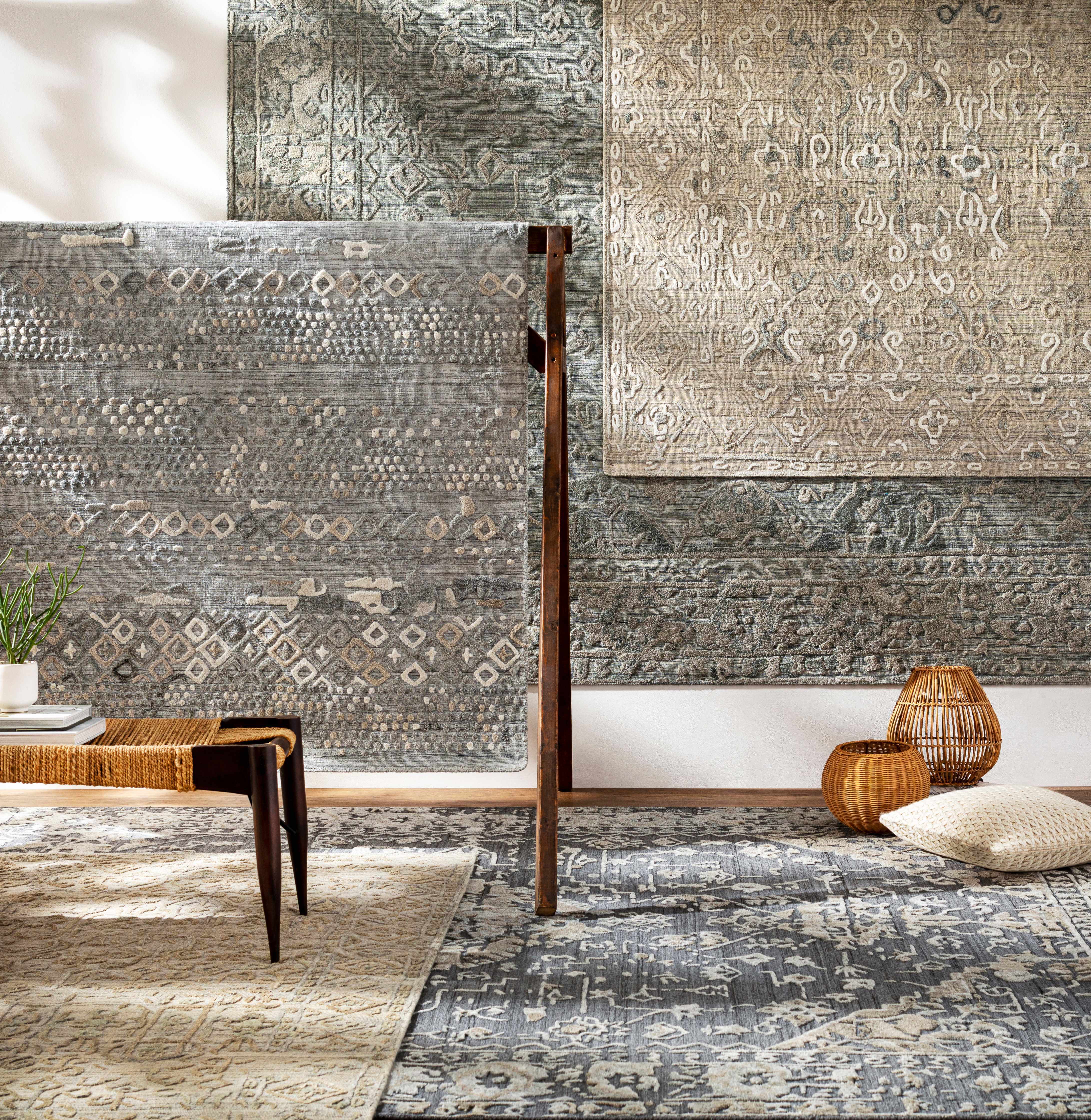 Galchutt Embossed Gray Premium Viscose&Wool Rug - Clearance - Image 6