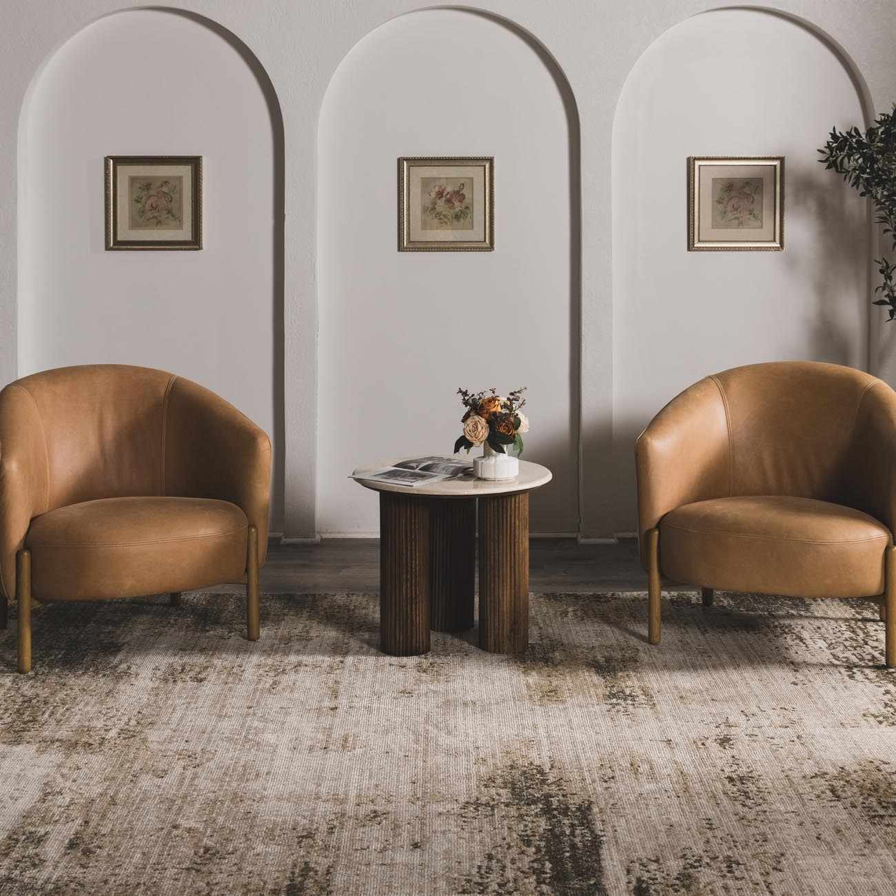 Galey Alix x Livabliss Abstract Modern Marble Cream Myrtle Avenue III Area Rug - Image 2