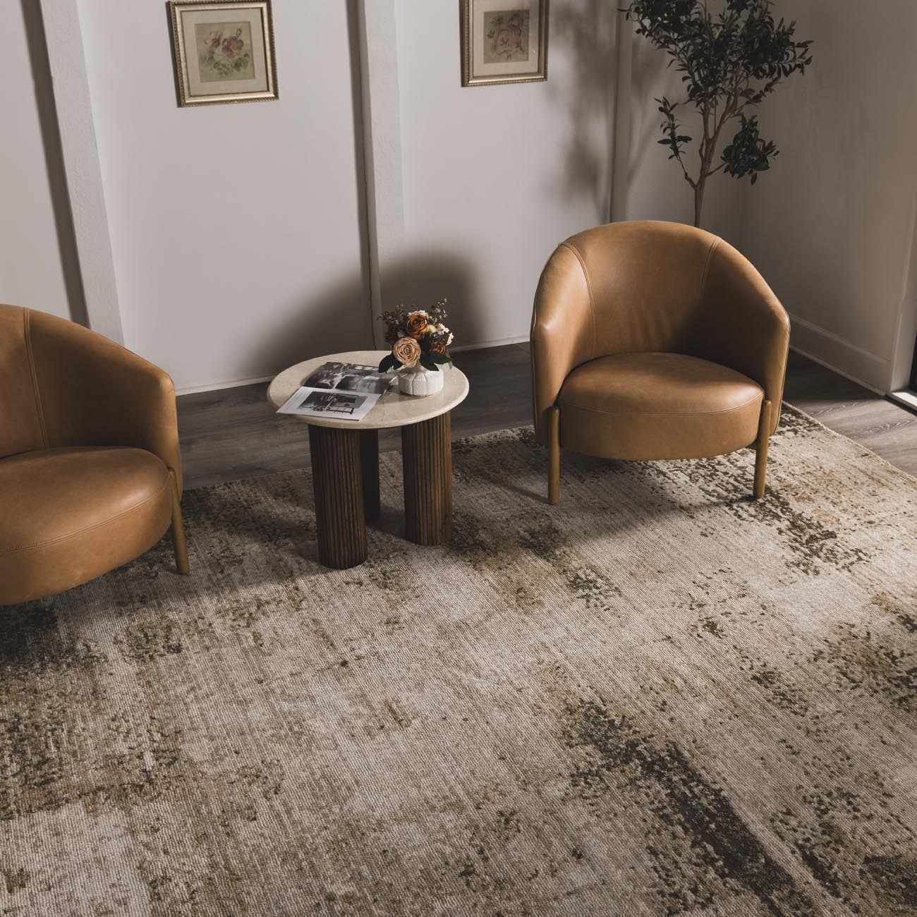 Galey Alix x Livabliss Abstract Modern Marble Cream Myrtle Avenue III Area Rug - Image 3