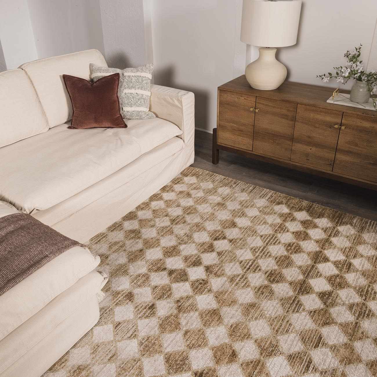 Galey Alix x Livabliss Scandi Geometric Taupe/Mustard Myrtle Avenue V Area Rug - Image 10