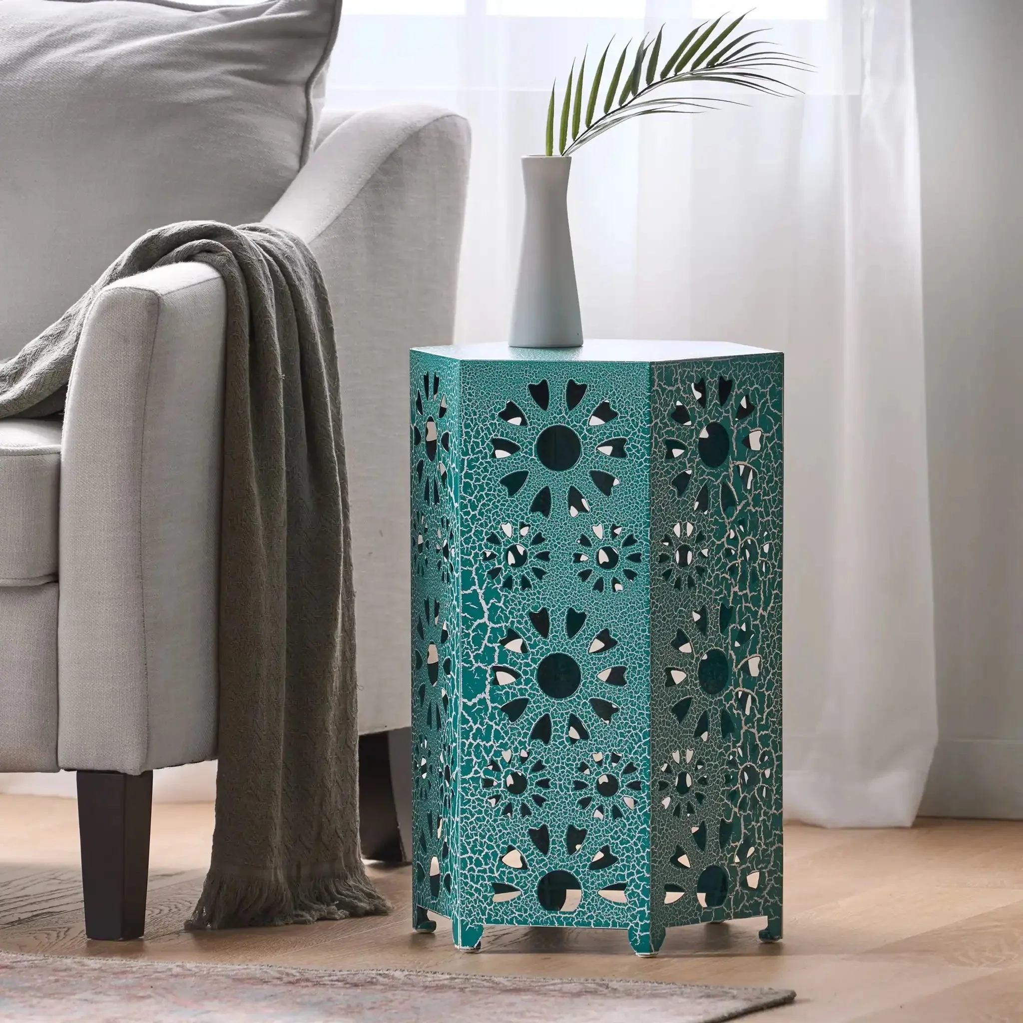 Galore - Side Table With Sunburst Cut-Out Design - Image 4