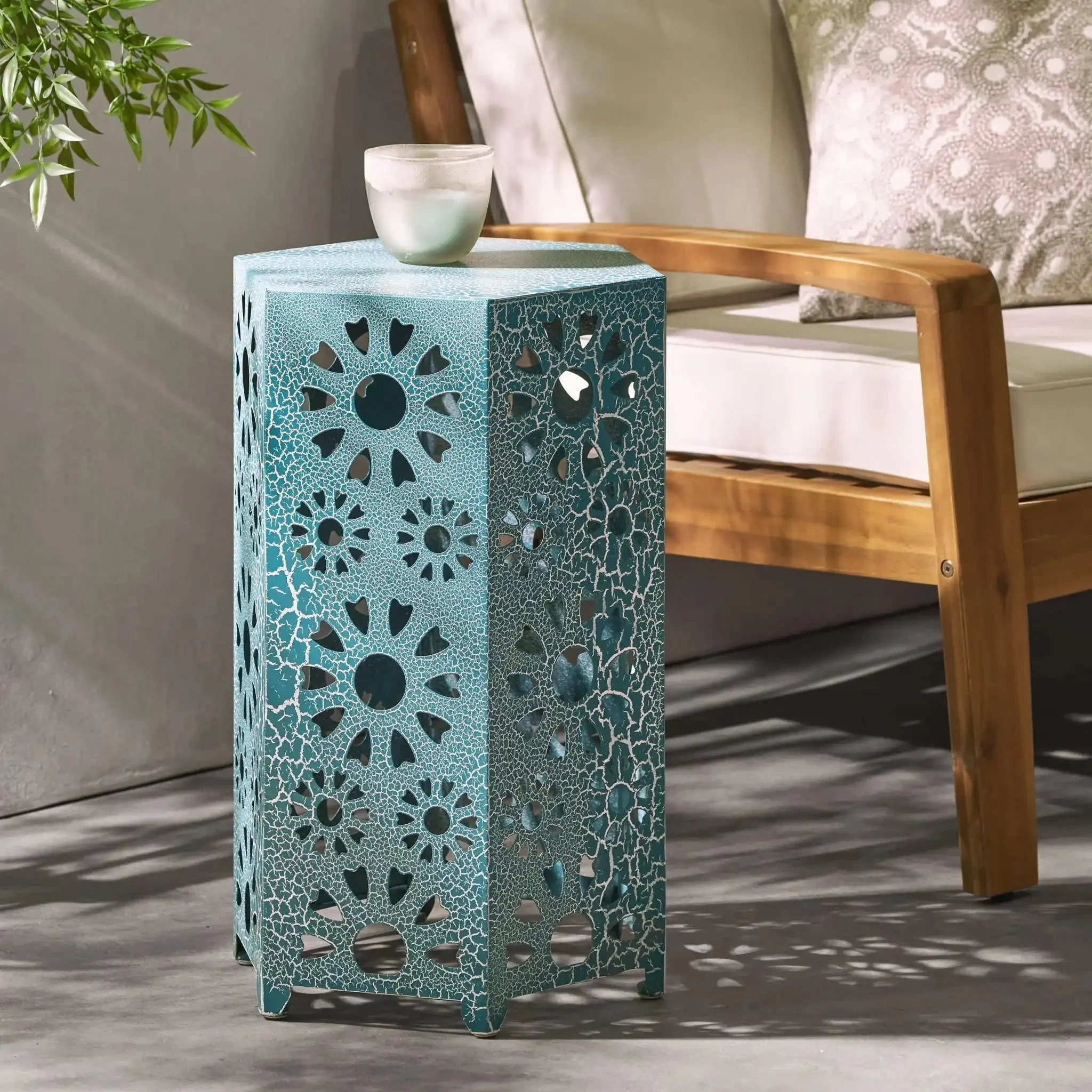 Galore - Side Table With Sunburst Cut-Out Design - Image 5