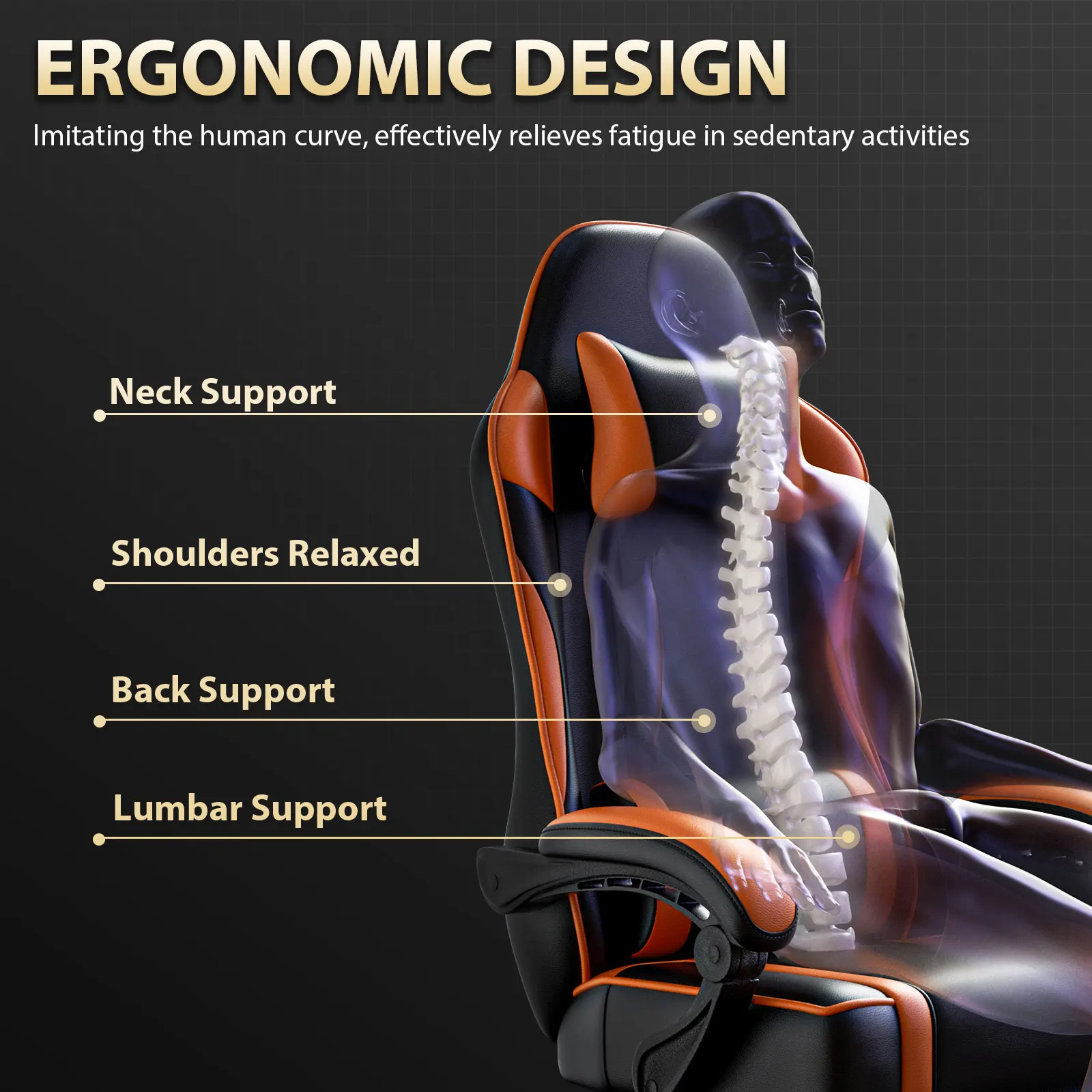 Gaming Chair with Footrest Reclining PU Leather Ergonomic Office Desk Chair - Image 2