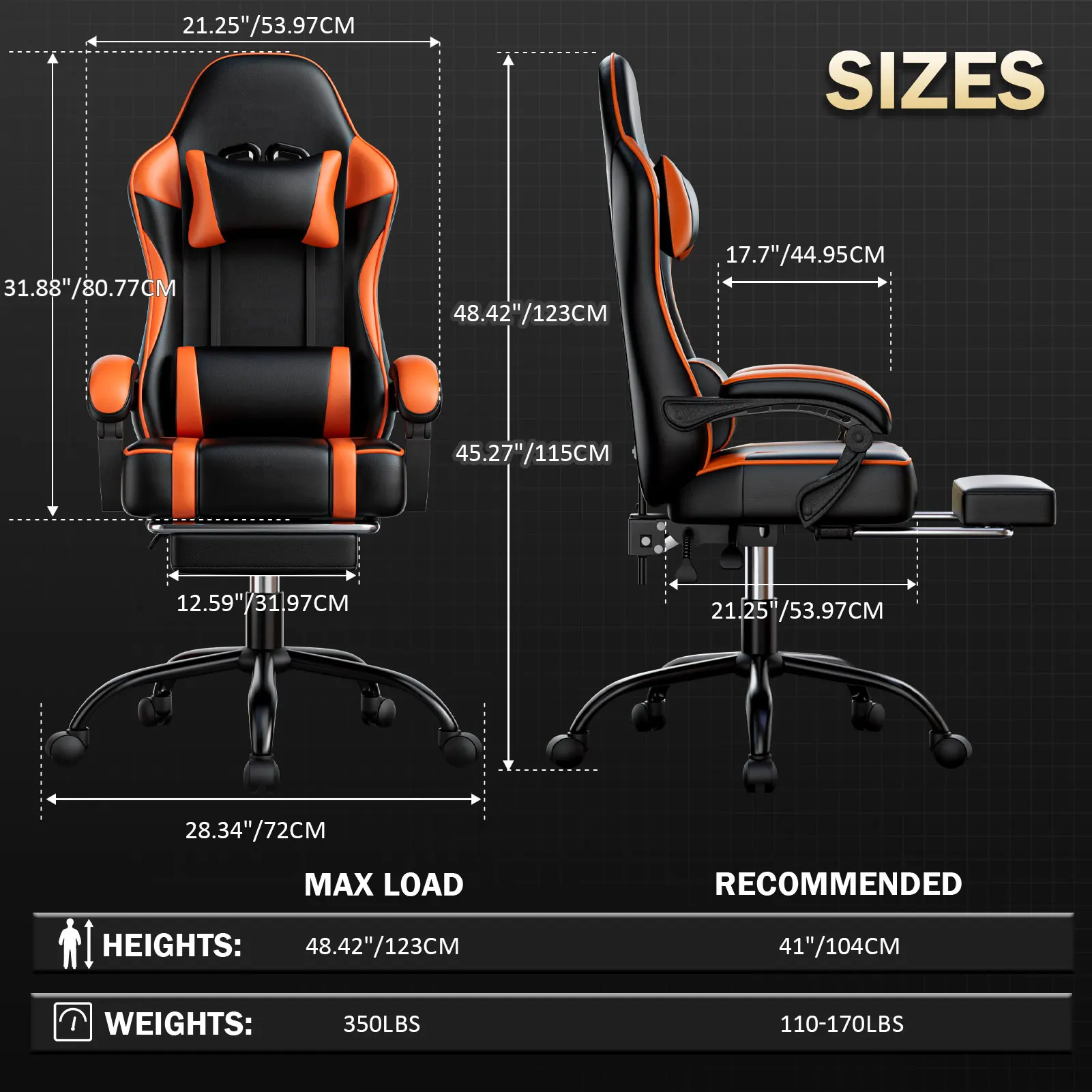 Gaming Chair with Footrest Reclining PU Leather Ergonomic Office Desk Chair - Image 4