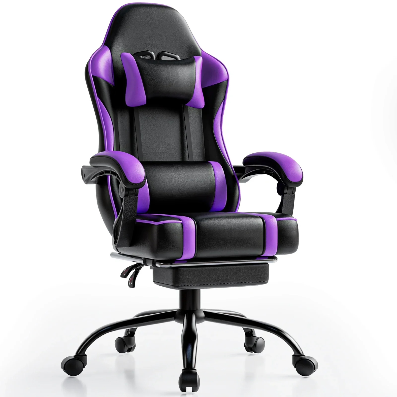 Gaming Chair with Footrest Reclining PU Leather Ergonomic Office Desk Chair - Image 8