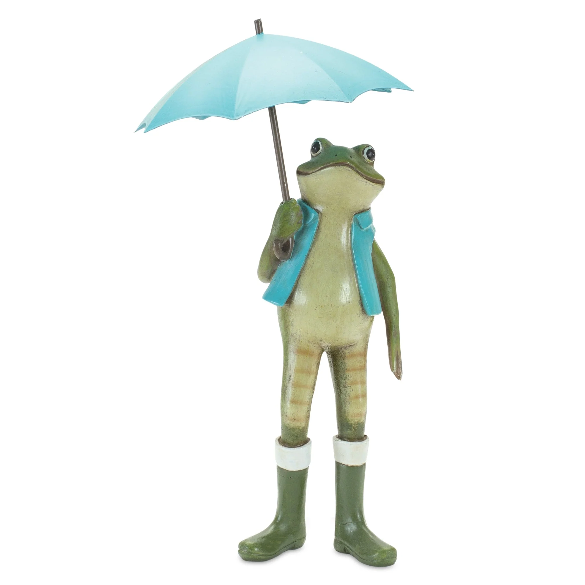 Garden frog with umbrella and rainboot accent (set of 2) - Image 2