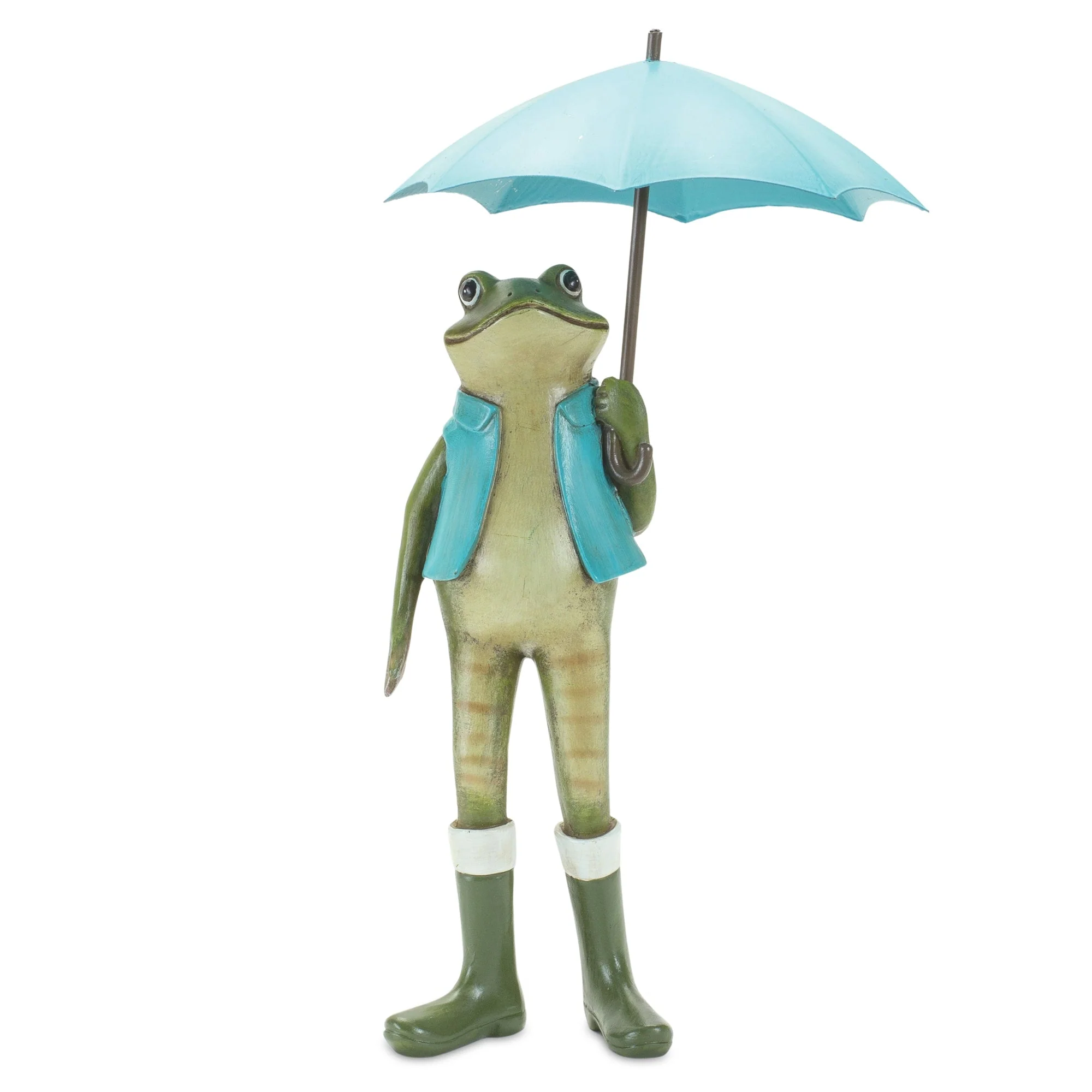 Garden frog with umbrella and rainboot accent (set of 2) - Image 3