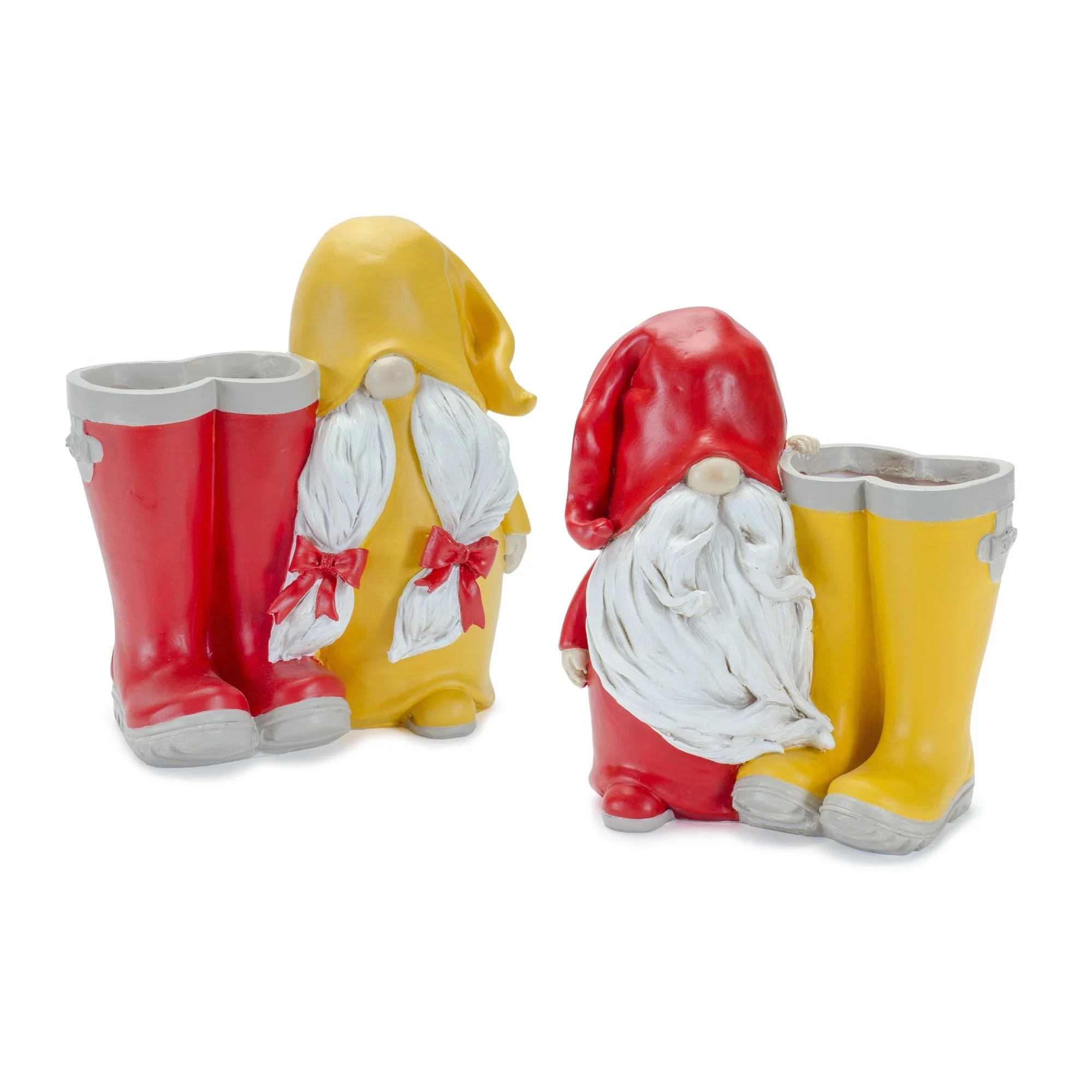 Garden Gnome With Rainboot Planter Or Vase (Set of 2)