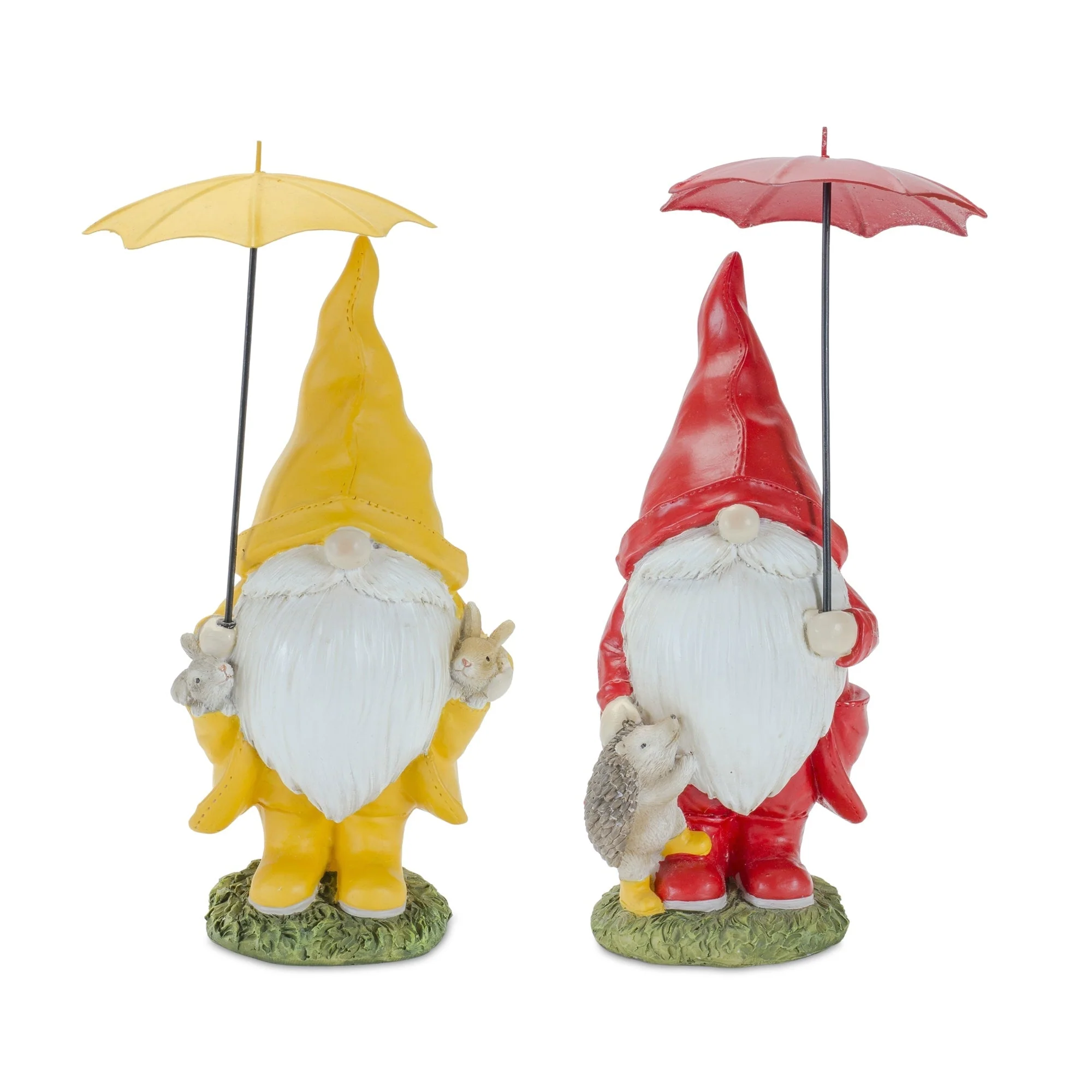 Garden gnome with umbrella and woodland animals (set of 4) - Image 2
