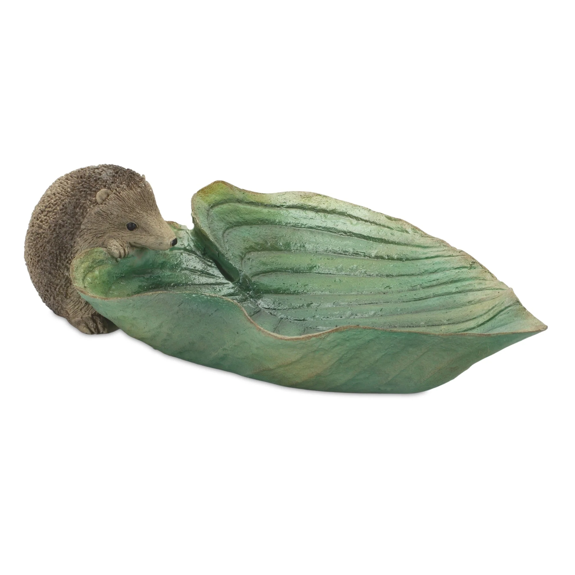 Garden Leaf Bird Bath with Hedgehog Accent (Set of 2) - Image 2