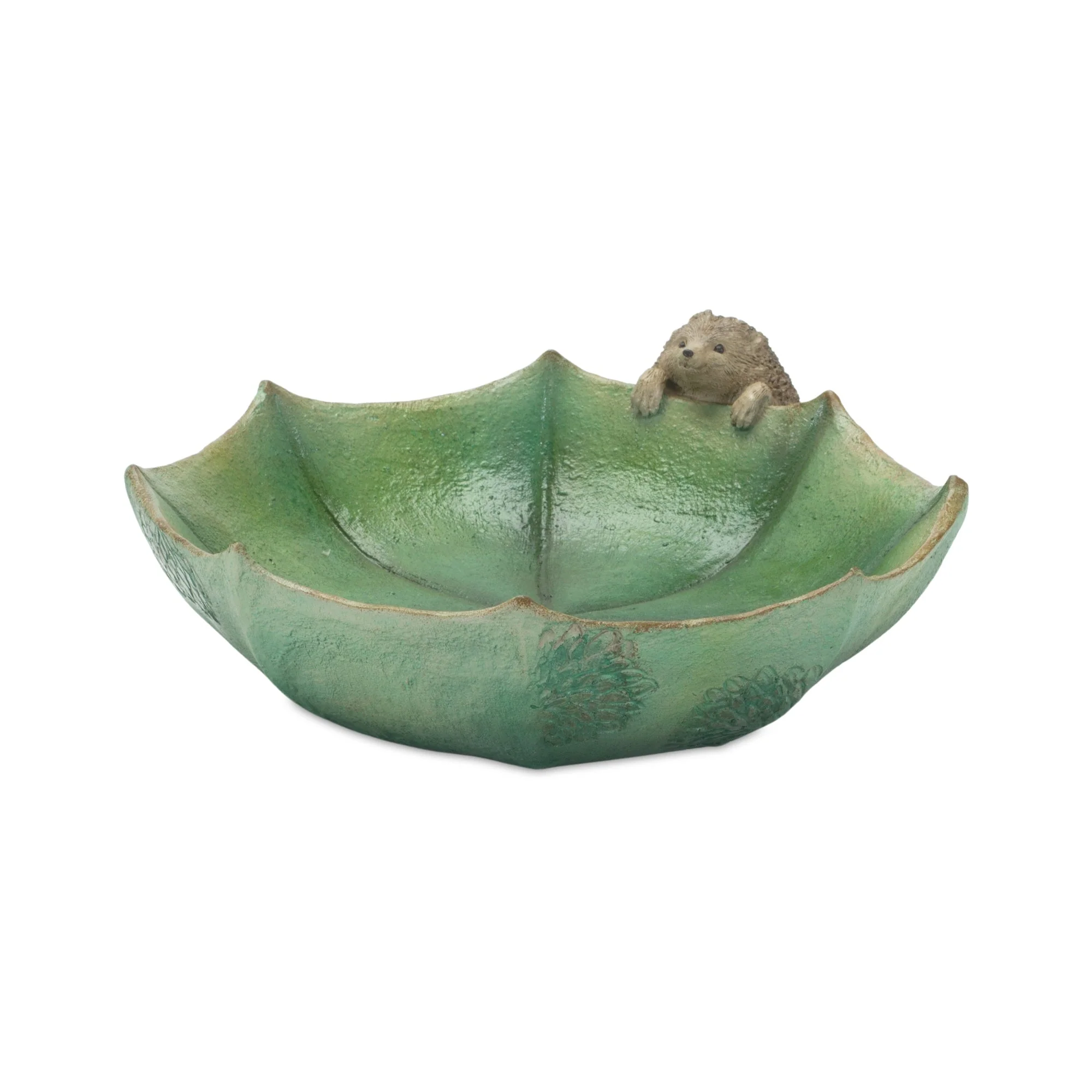 Garden Leaf Bird Bath with Hedgehog Accent (Set of 2) - Image 3
