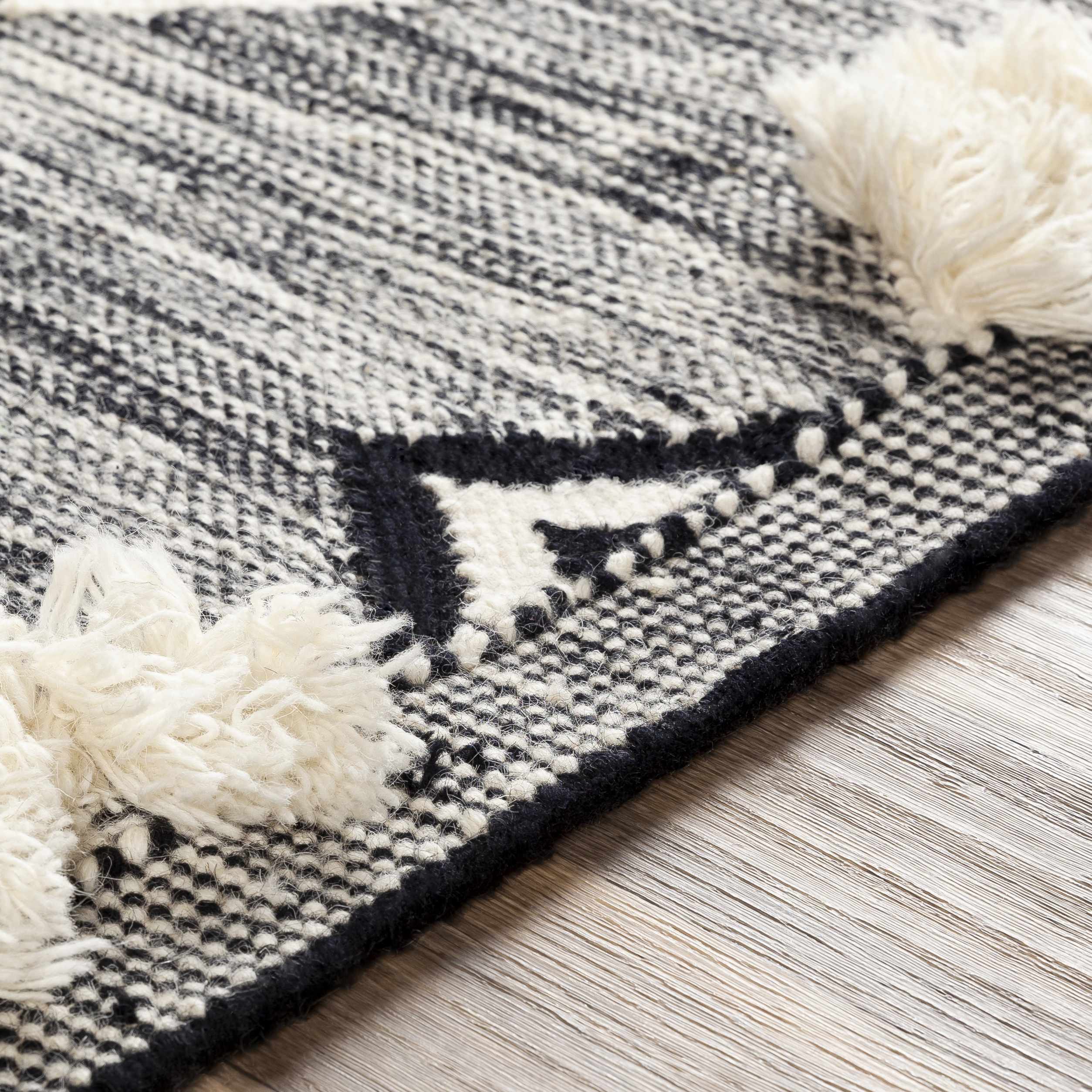 Gardner Cream on Gray Wool Tassel Rug - Clearance - Image 8
