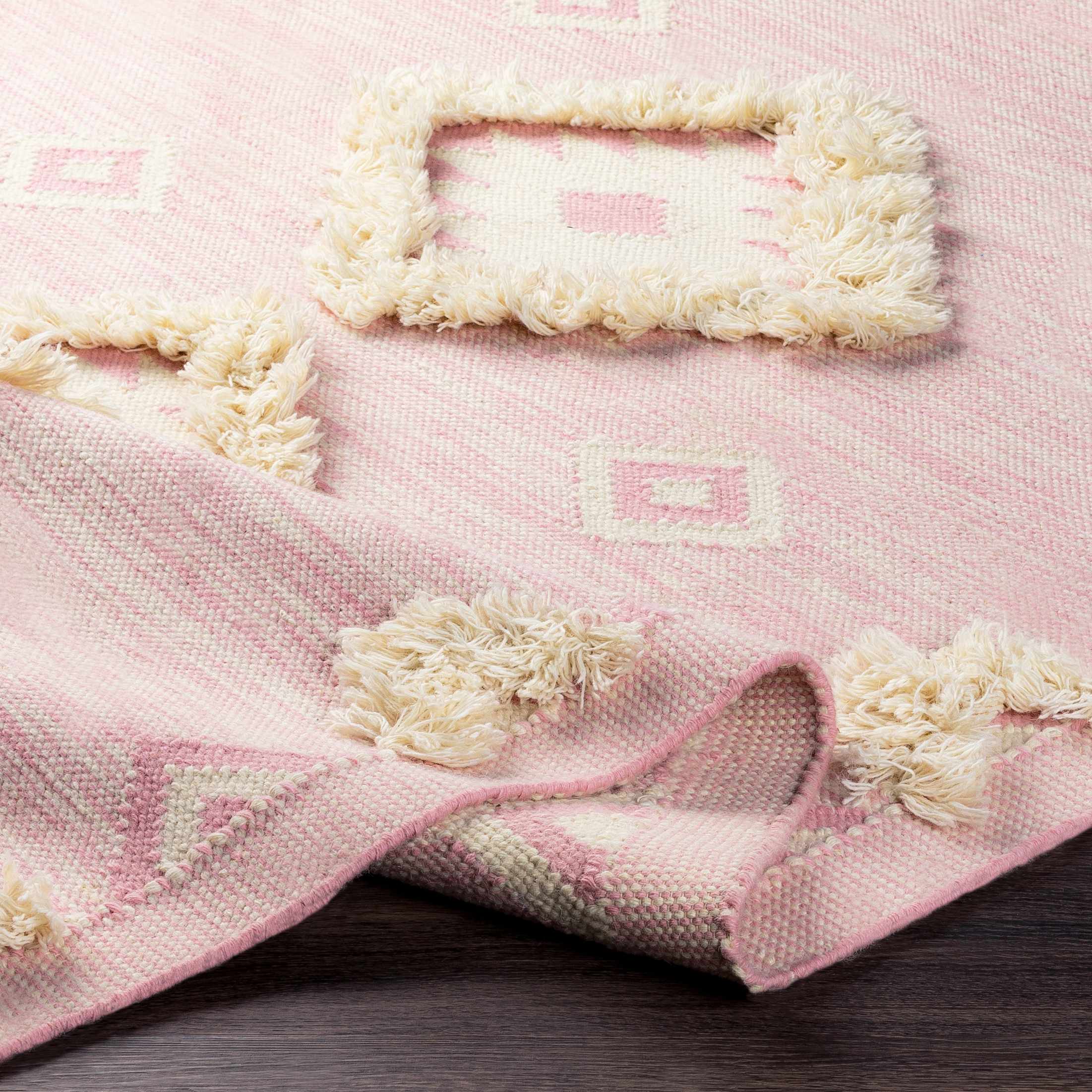 Gardner Pink Wool Tassel Rug - Clearance - Image 6
