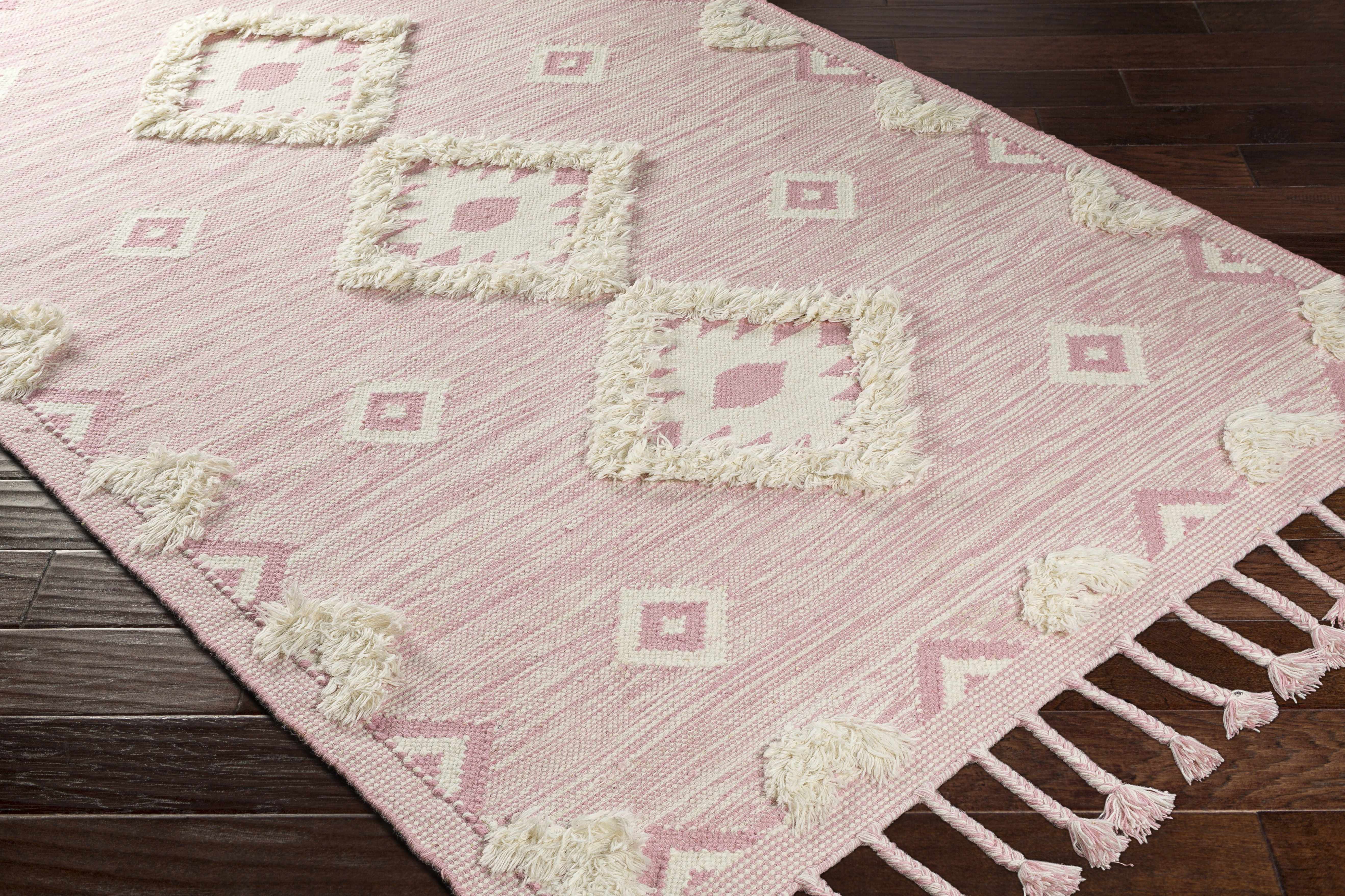 Gardner Pink Wool Tassel Rug - Clearance - Image 9