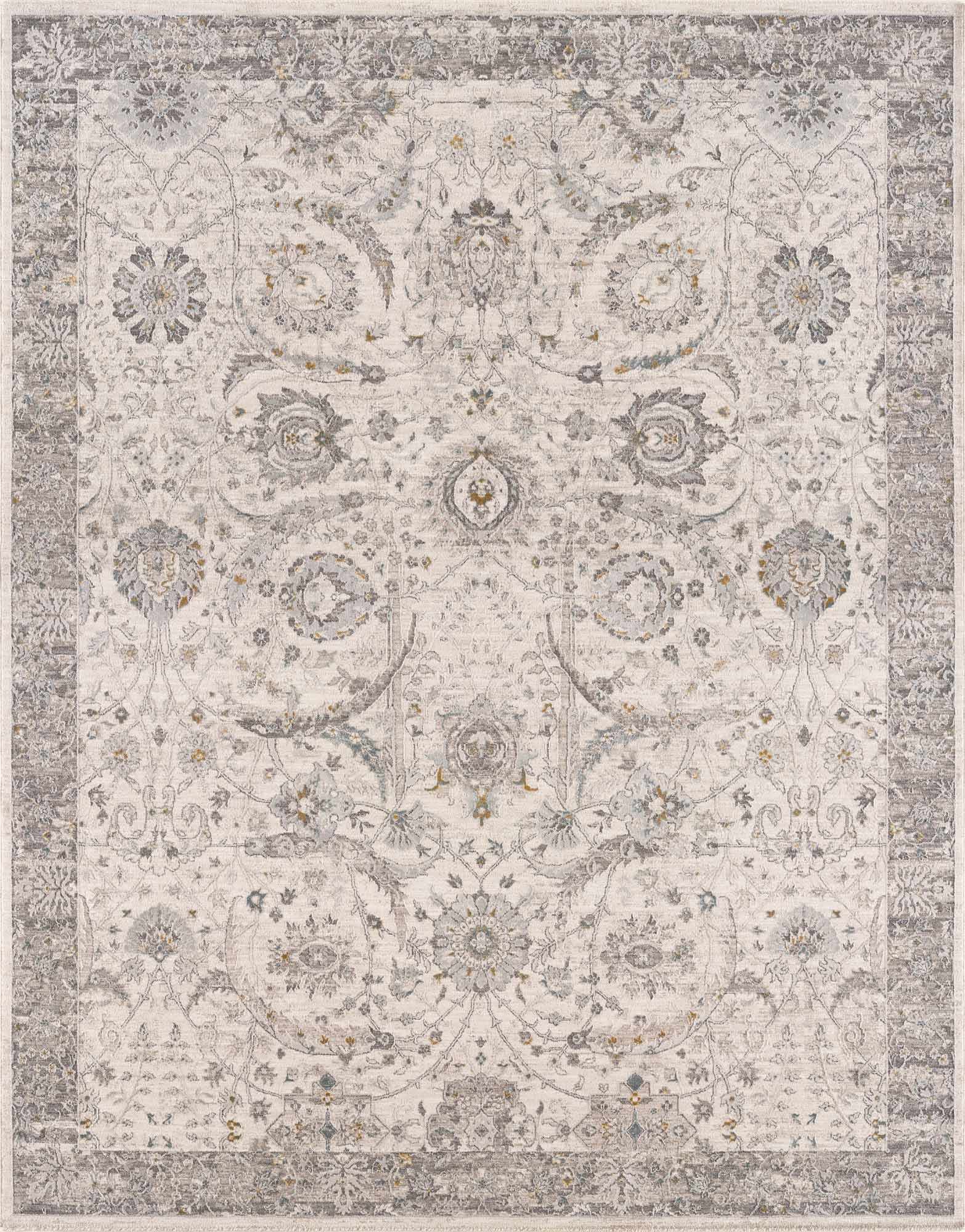Gauge Cream & Gray Blue Rug with Fringes