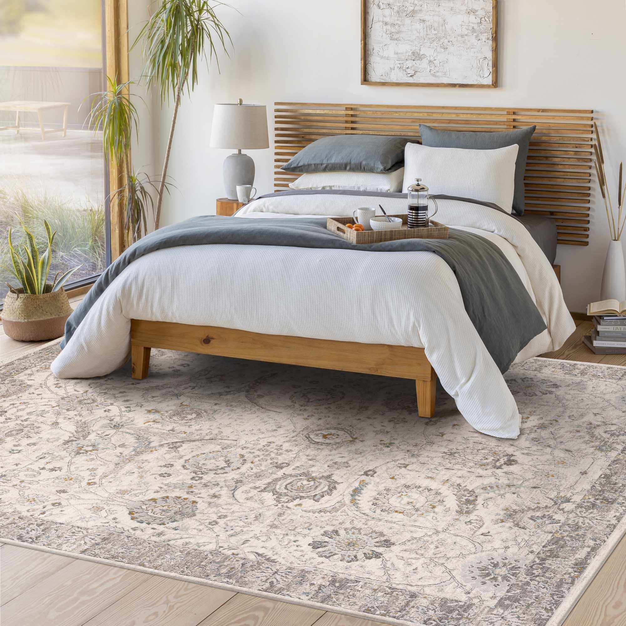 Gauge Cream & Gray Blue Rug with Fringes - Image 12