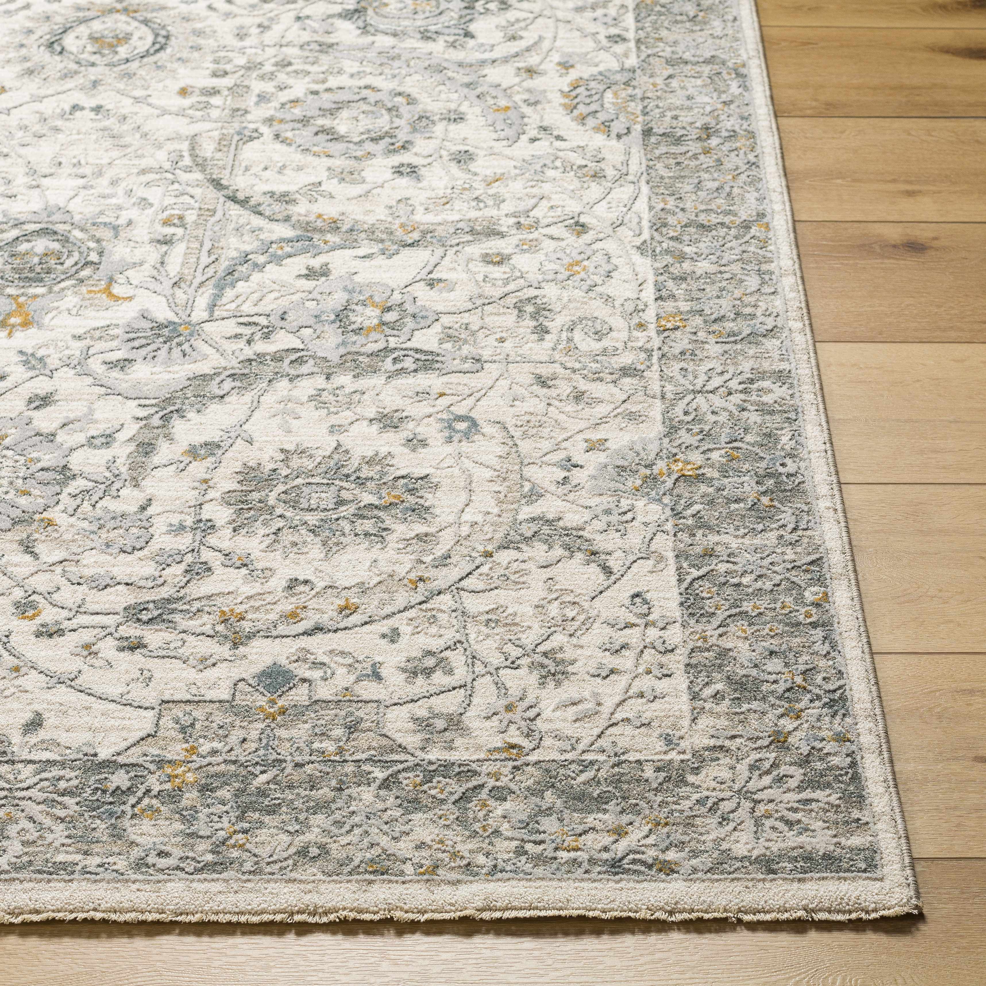 Gauge Cream & Gray Blue Rug with Fringes - Image 13