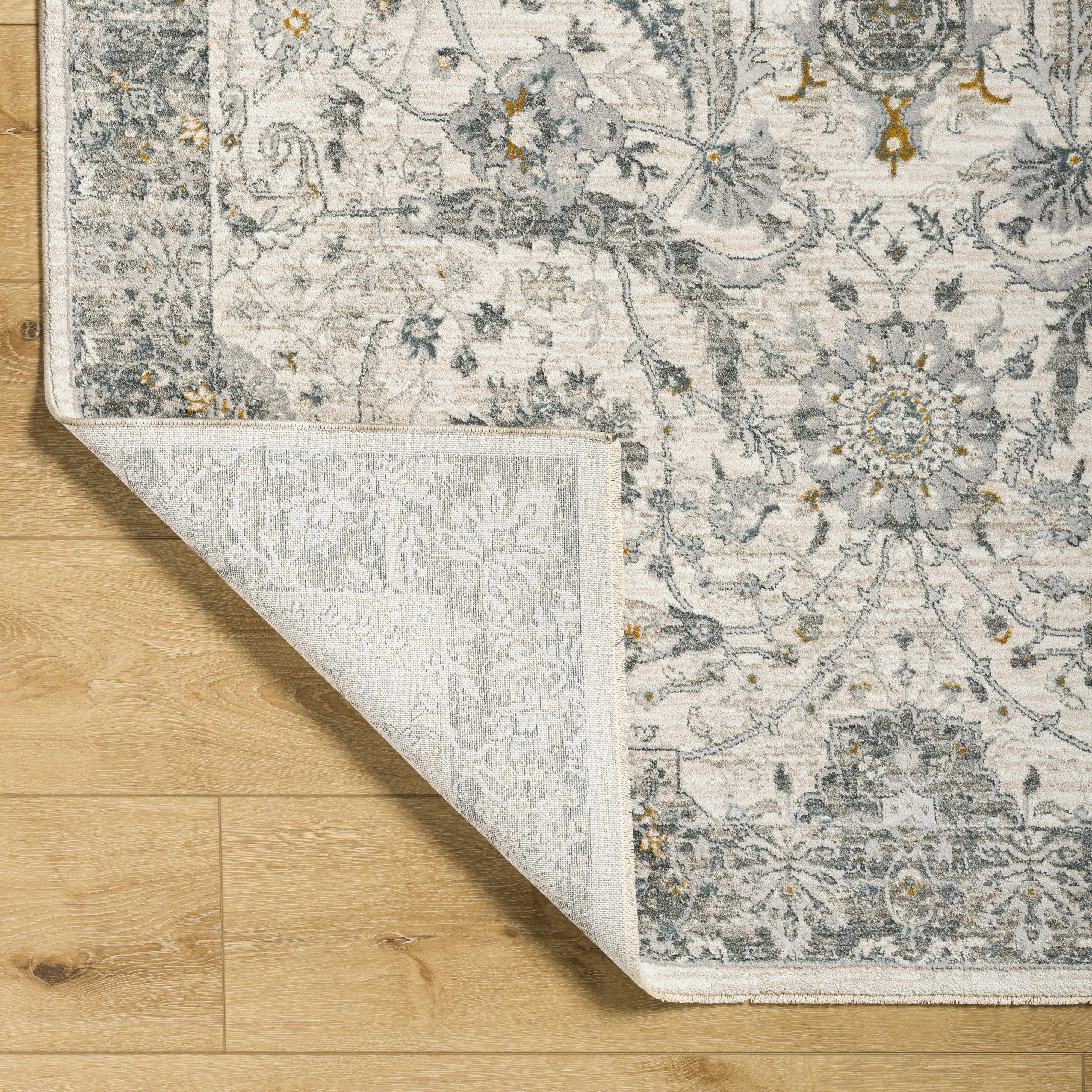 Gauge Cream & Gray Blue Rug with Fringes - Image 14
