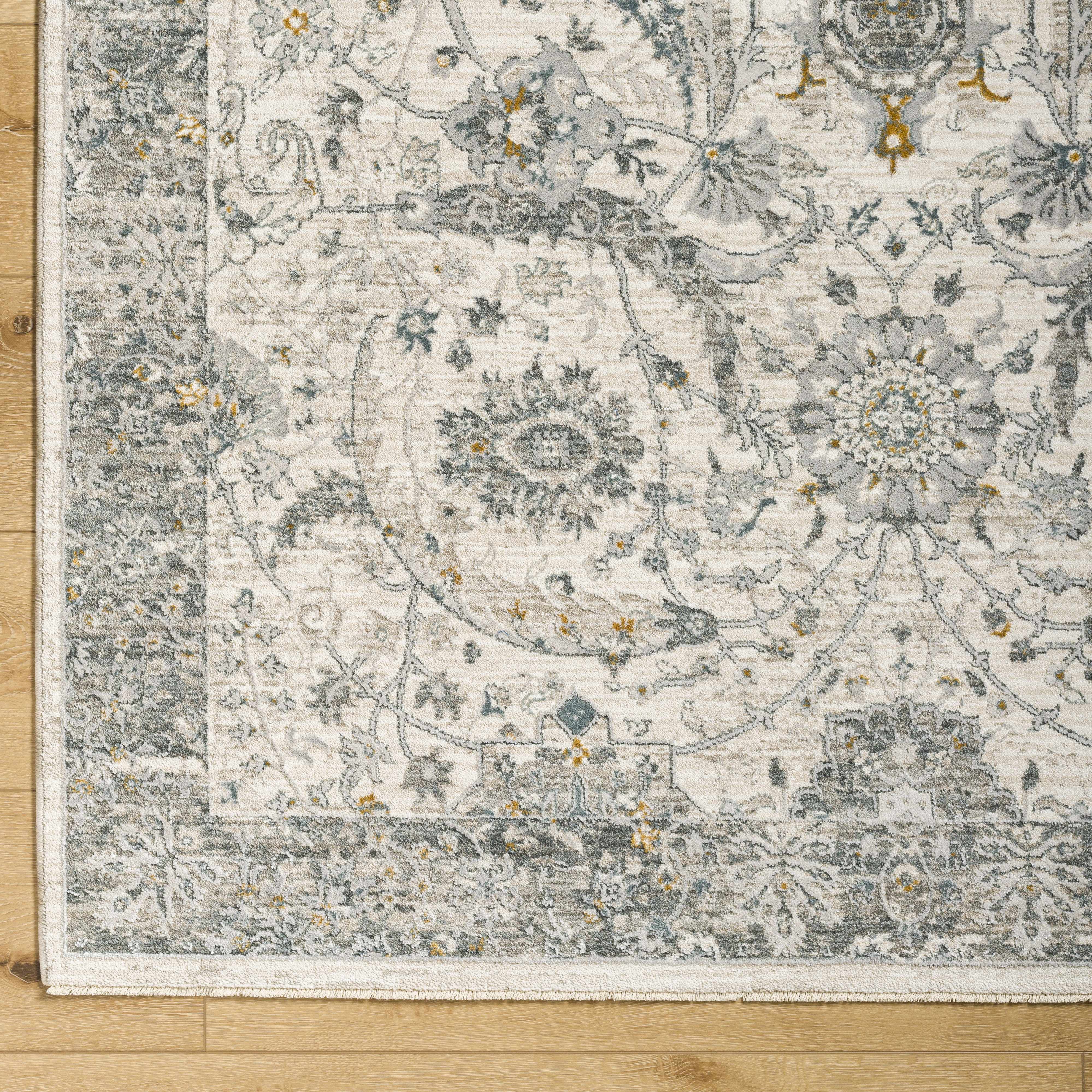 Gauge Cream & Gray Blue Rug with Fringes - Image 16
