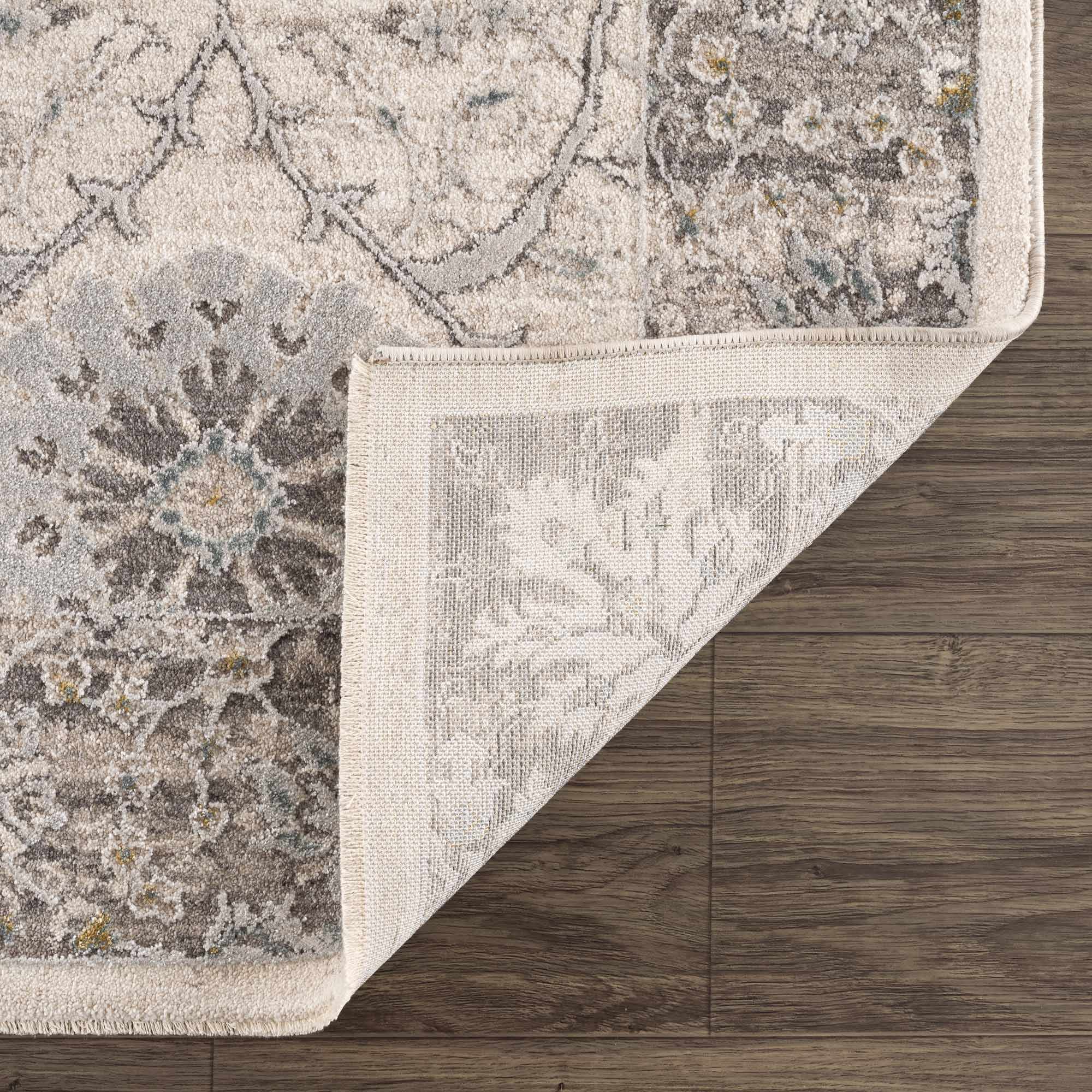 Gauge Cream & Gray Blue Rug with Fringes - Image 3