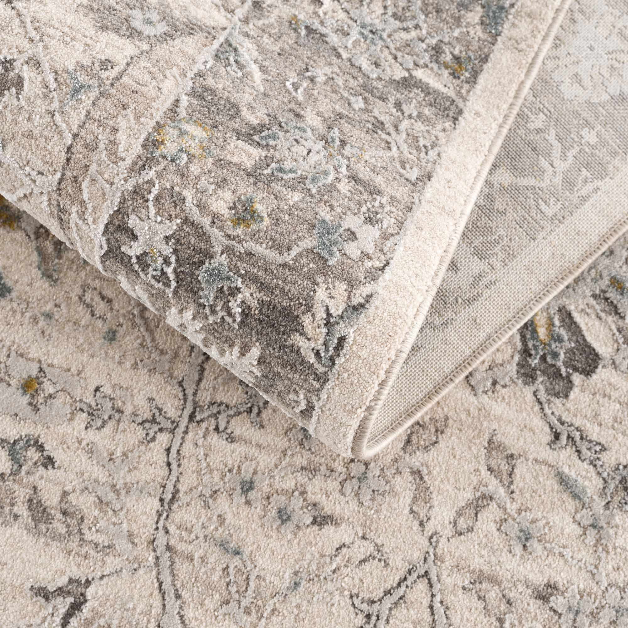 Gauge Cream & Gray Blue Rug with Fringes - Image 6