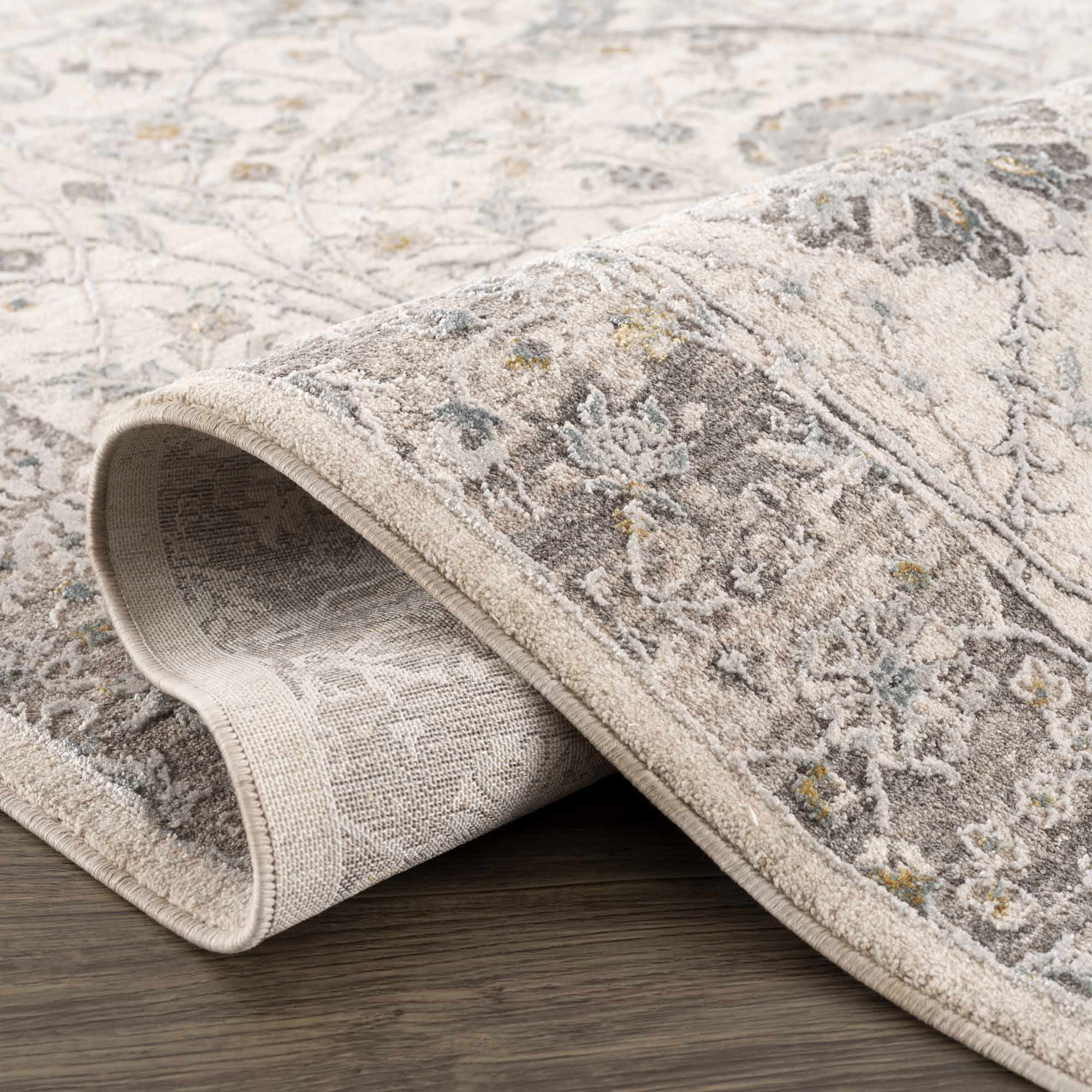 Gauge Cream & Gray Blue Rug with Fringes - Image 7