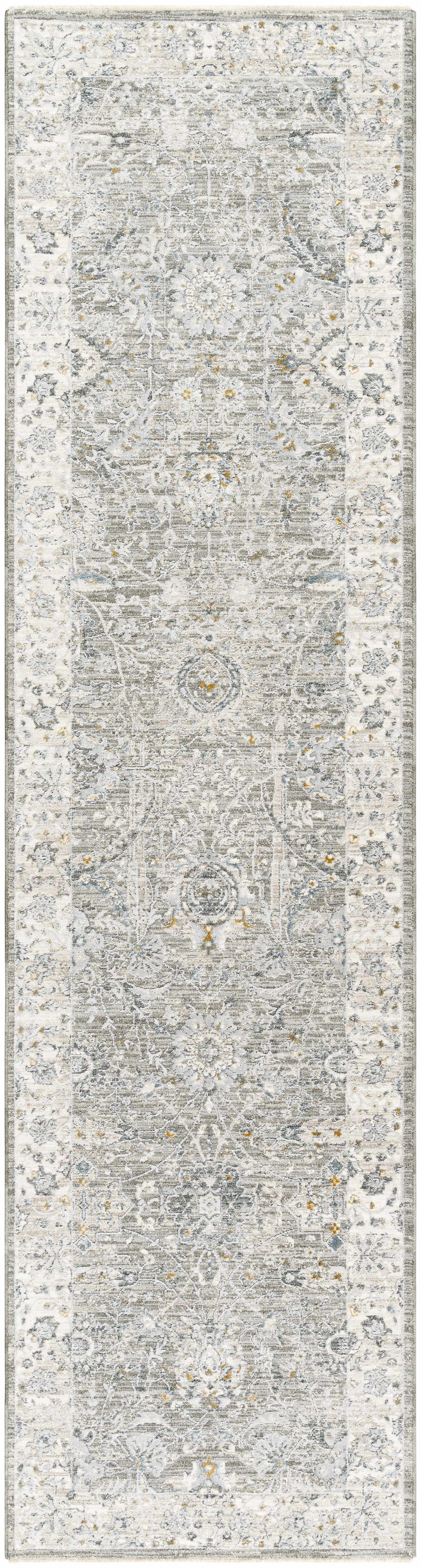 Gauge Gray Blue Textured Rug with Fringes - Image 3