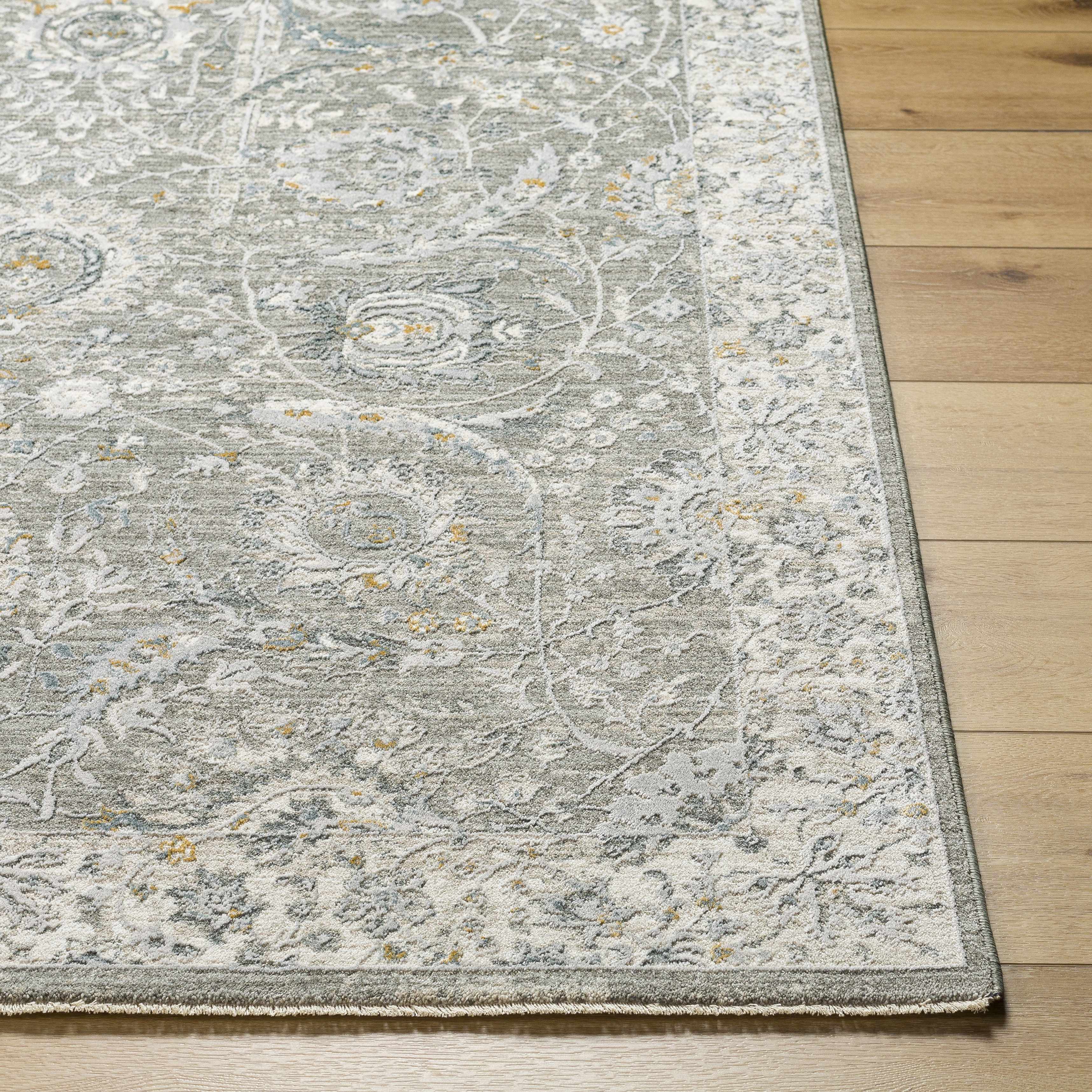 Gauge Gray Blue Textured Rug with Fringes - Image 5