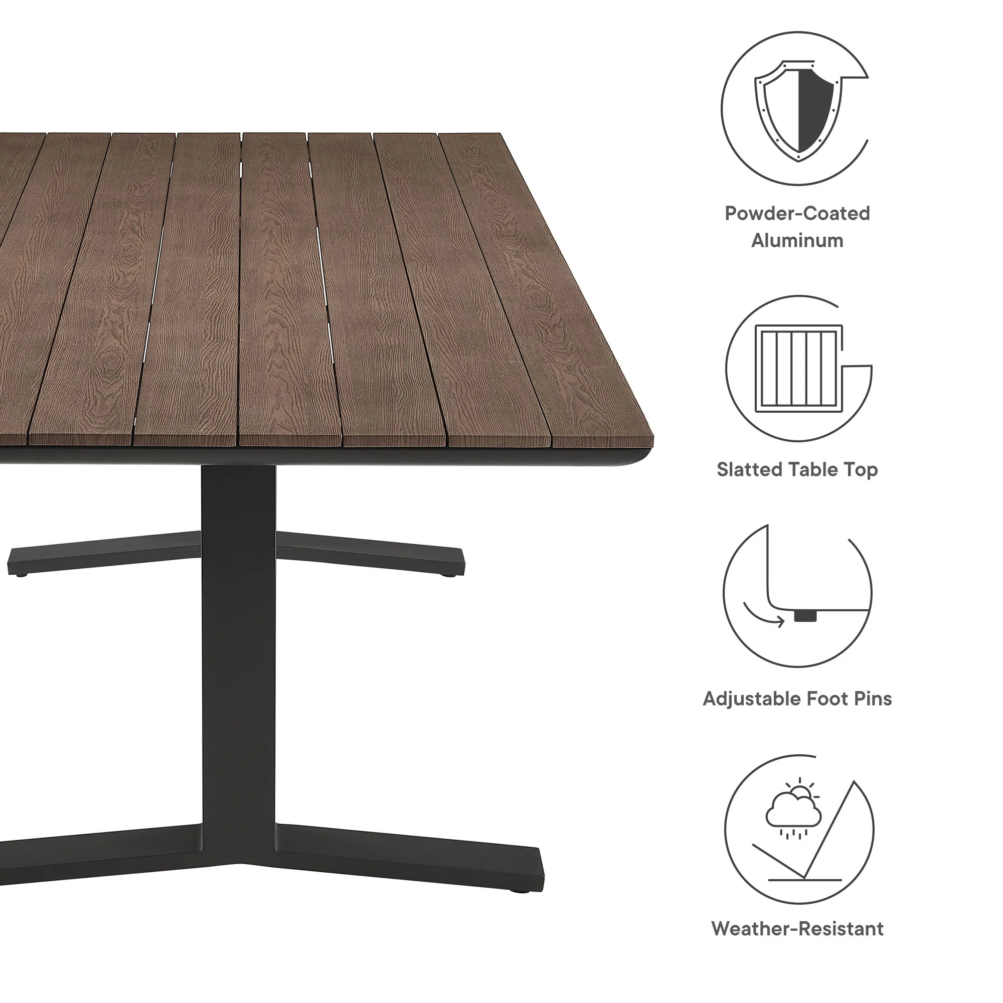 Gavelston 91" Outdoor Patio Aluminum Dining Table by Modway - Image 12