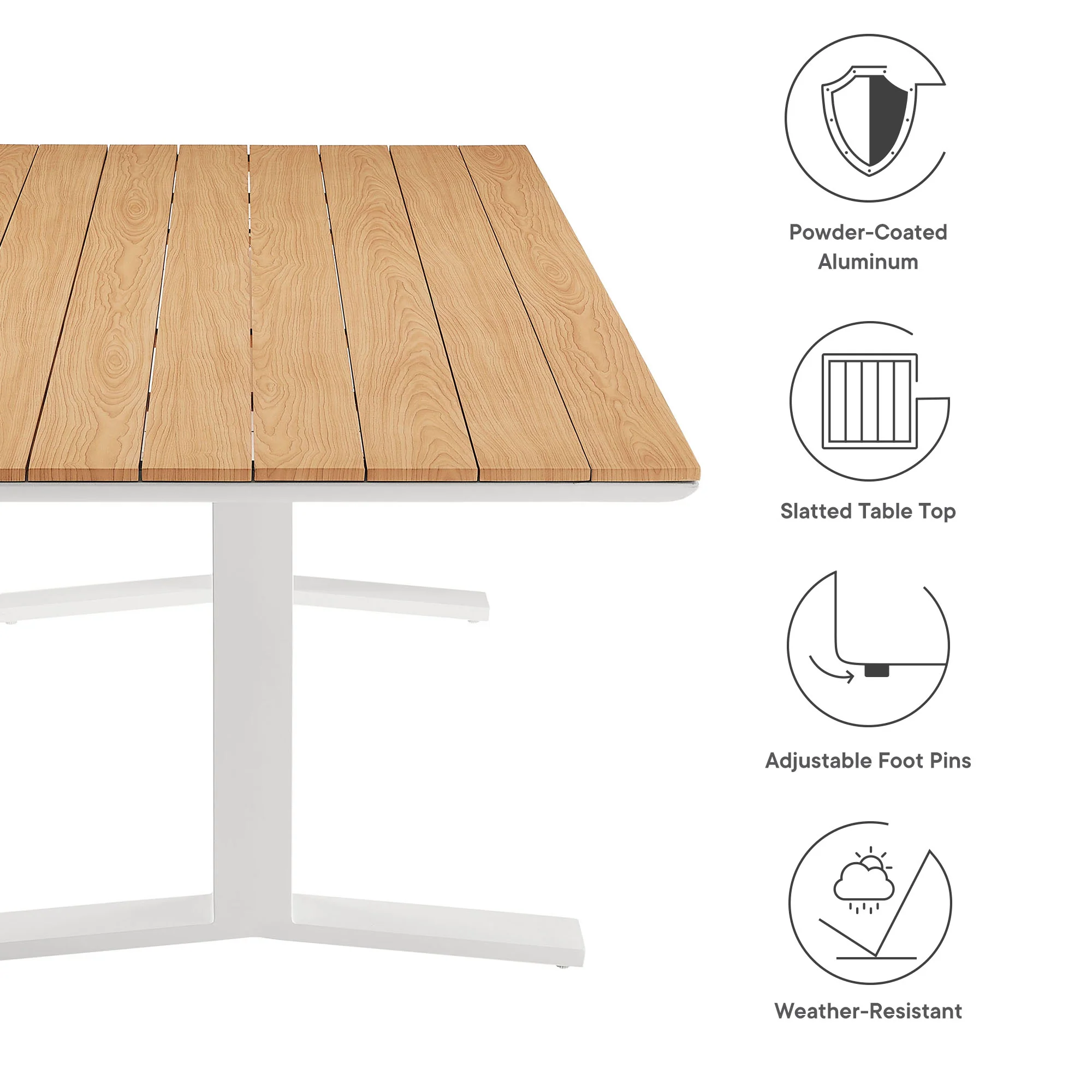 Gavelston 91" Outdoor Patio Aluminum Dining Table by Modway - Image 3