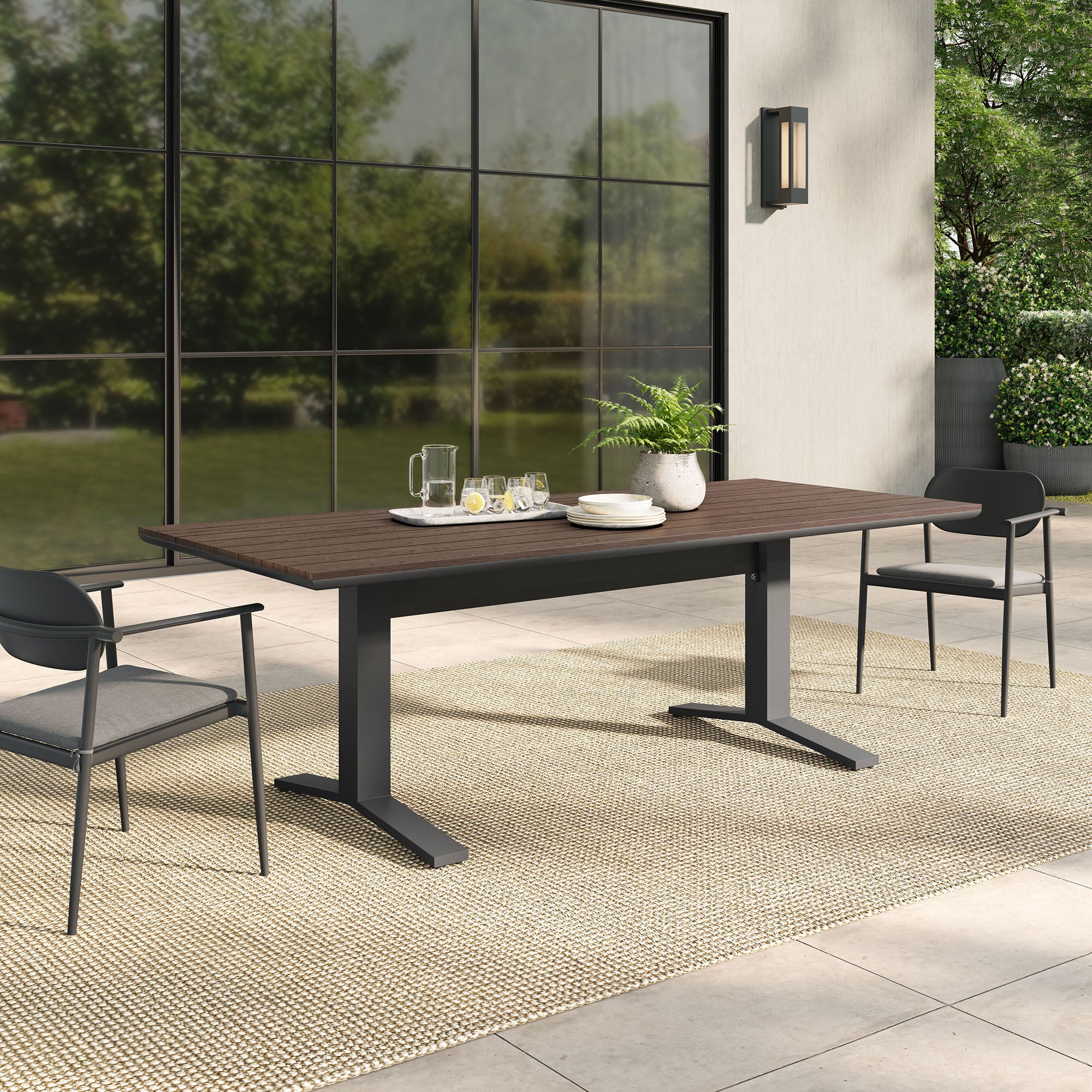 Gavelston 91" Outdoor Patio Aluminum Dining Table by Modway - Image 8