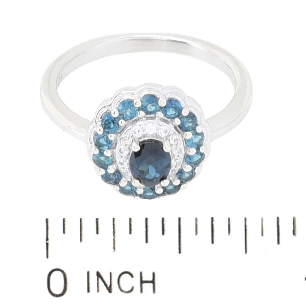 Gem Treasures 1.02ctw Indicolite & White Zircon Double Halo Ring - Image 2