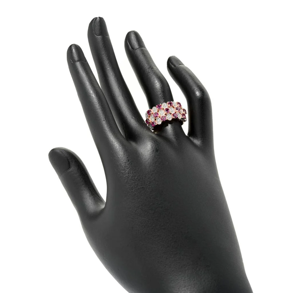 Gem Treasures 1.49ctw Purple Garnet & White Zircon Triple Row Ring - Image 2