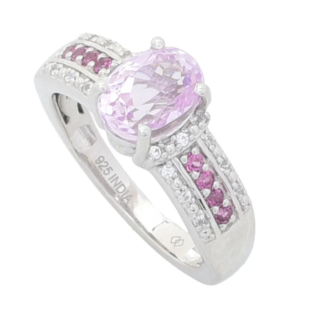 Gem Treasures 1.69ctw Kunzite, Rhodolite Garnet & White Zircon Ring - Image 5