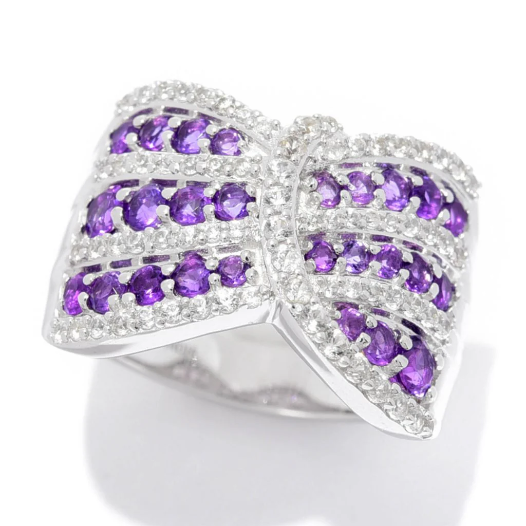 Gem Treasures 1.86ctw African Amethyst & White Zircon Wrap Ring - Image 3