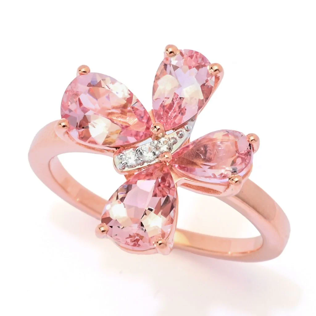 Gem Treasures 1.98ctw Pink Morganite & Zircon Butterfly Ring - Image 4