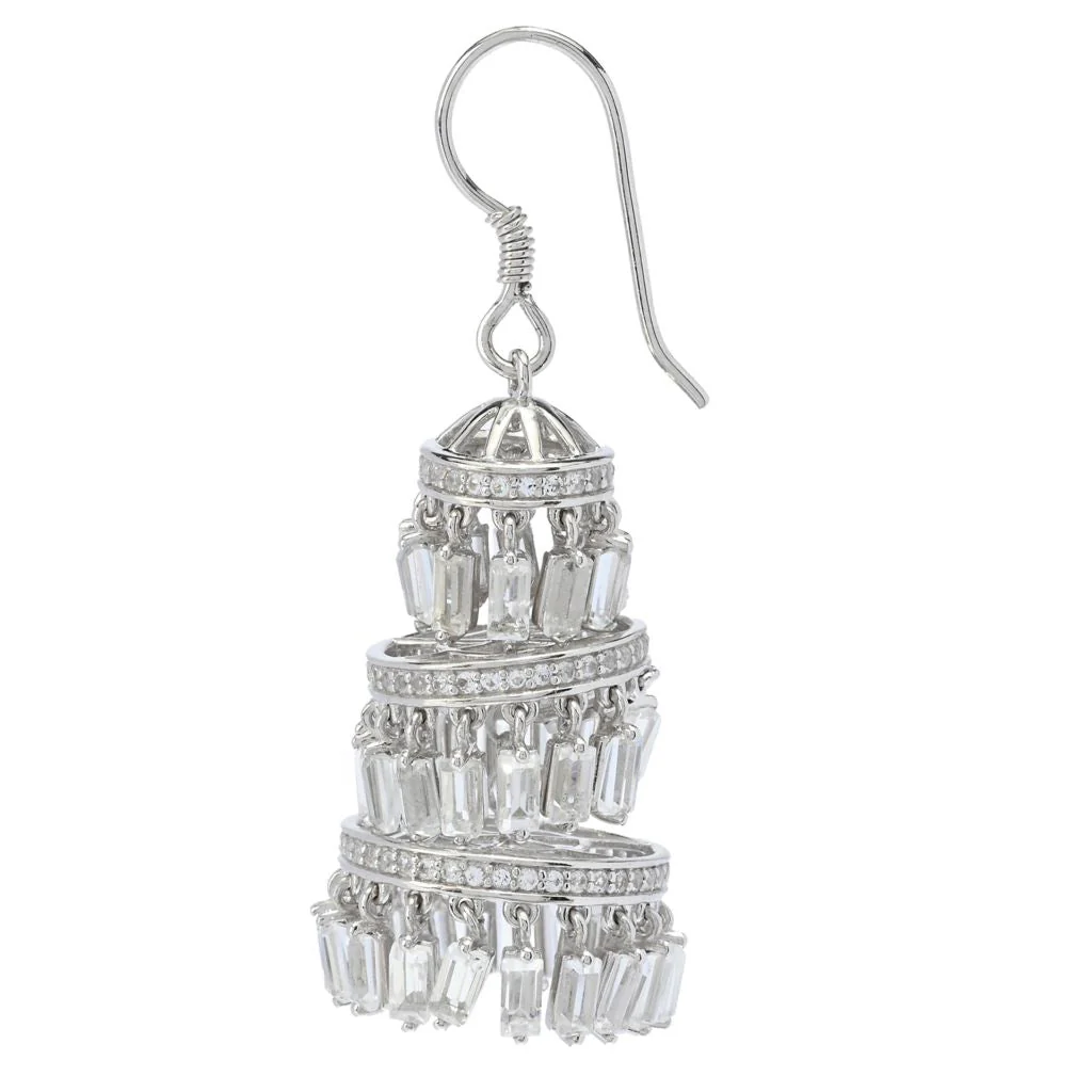 Gem Treasures 14.73ctw White Topaz Tiered Chandelier Drop Earrings - Image 2