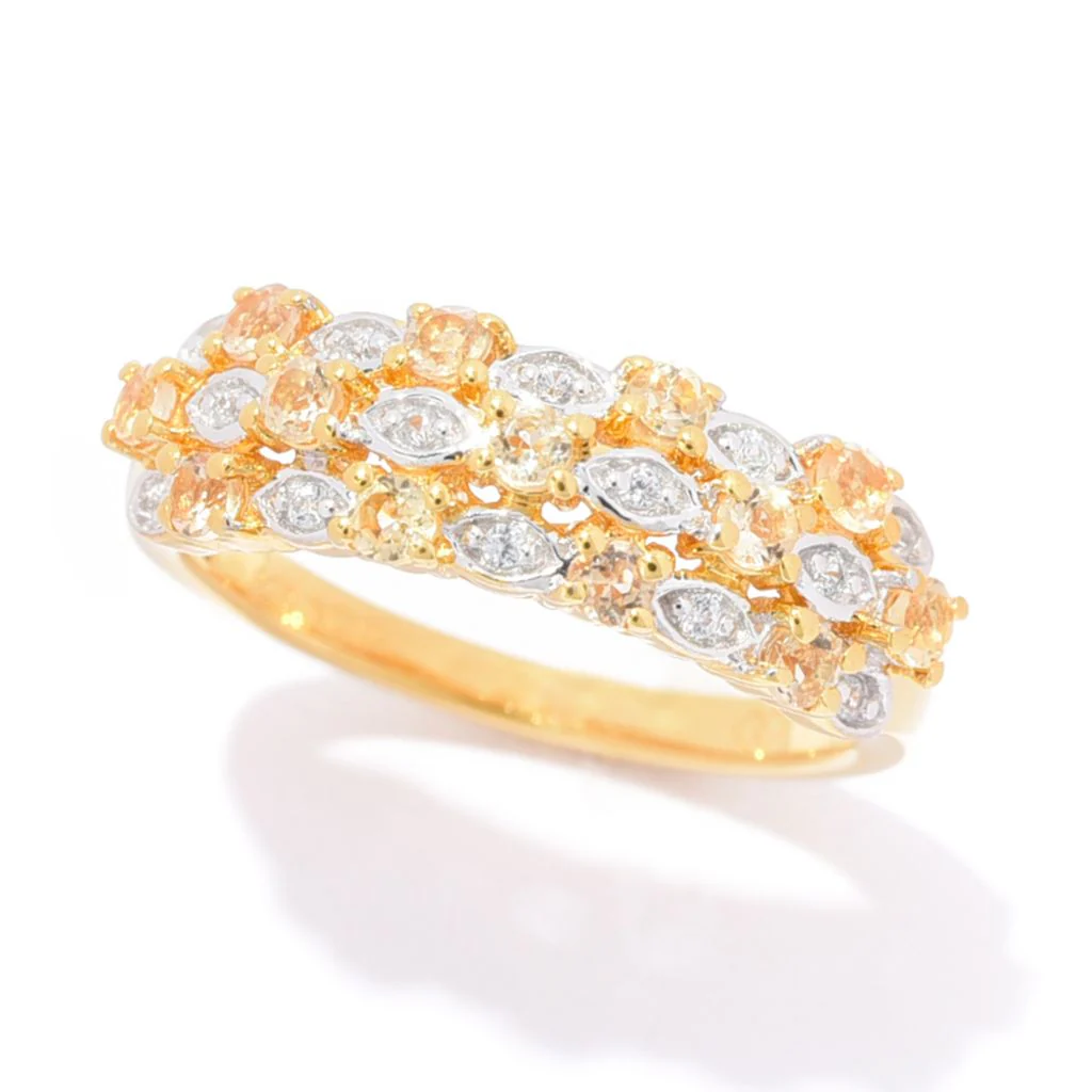 Gem Treasures 18K Vermeil 0.62ctw Imperial Topaz & White Zircon Ring - Image 3
