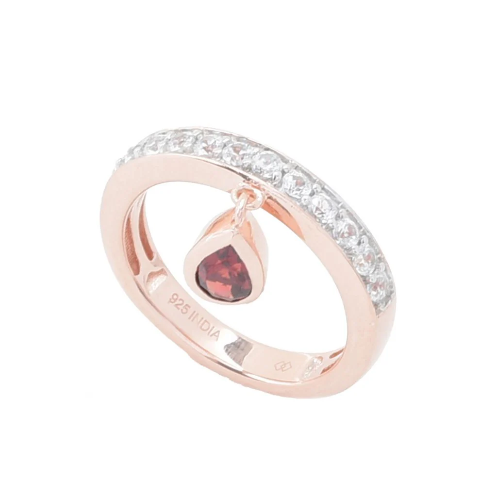 Gem Treasures 18K Vermeil 1.06ctw Garnet & White Zircon Charm Ring - Image 12