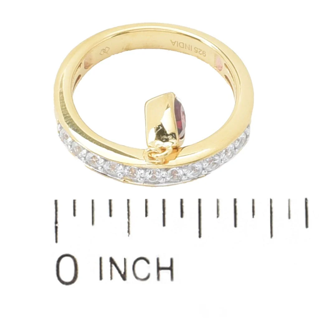 Gem Treasures 18K Vermeil 1.06ctw Garnet & White Zircon Charm Ring - Image 2