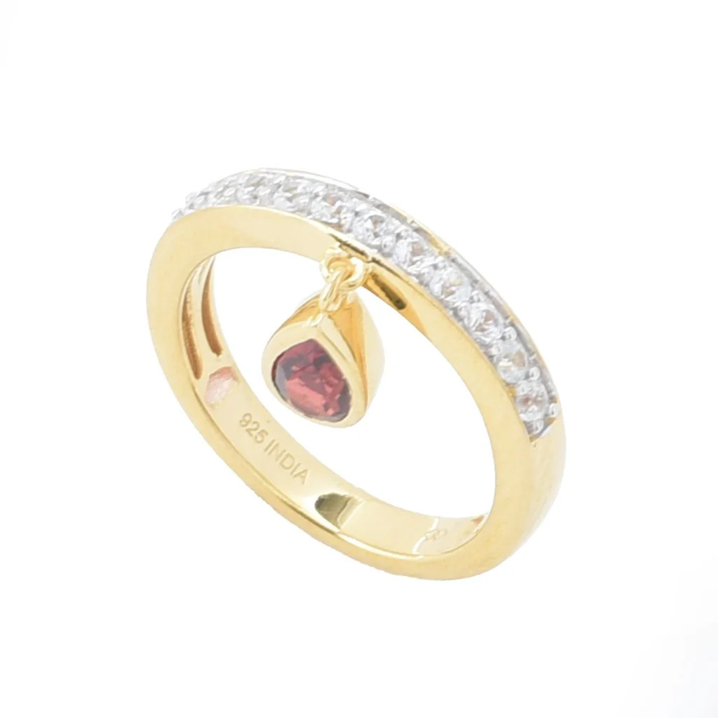 Gem Treasures 18K Vermeil 1.06ctw Garnet & White Zircon Charm Ring - Image 9