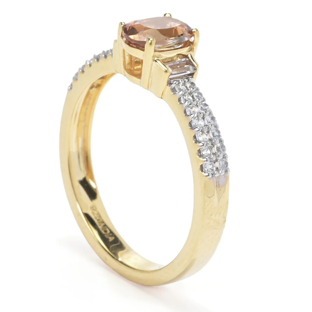 Gem Treasures 18K Vermeil 1.13ctw Andalusite & White Zircon Ring - Image 2