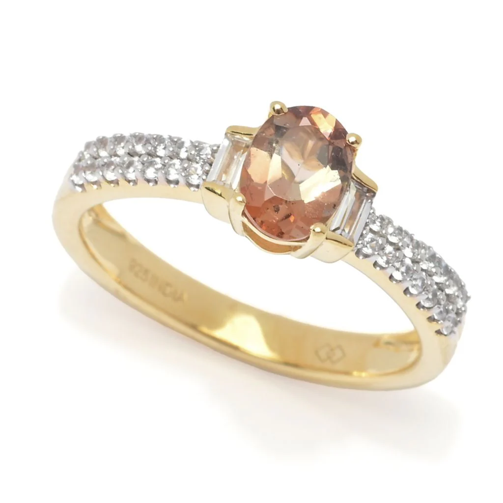 Gem Treasures 18K Vermeil 1.13ctw Andalusite & White Zircon Ring - Image 3