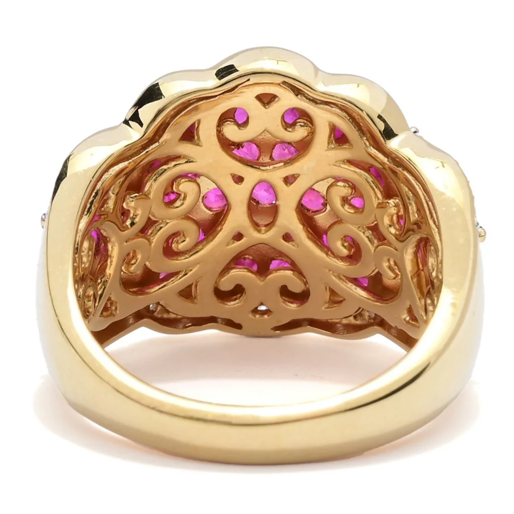 Gem Treasures 18K Vermeil 3.00ctw Burmese Ruby & Zircon Ring - Image 2