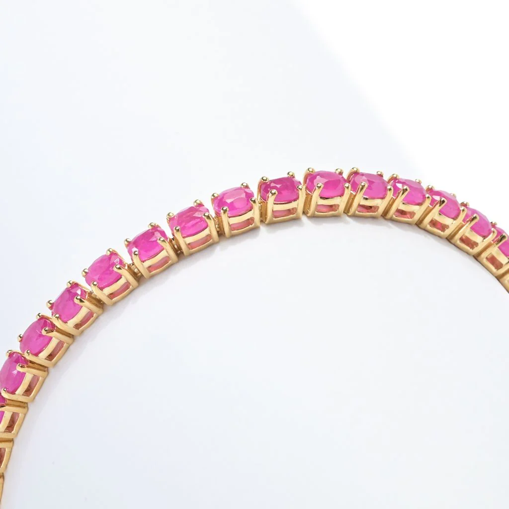 Gem Treasures 18K Vermeil Burmese Ruby Choice of Size Tennis Bracelet - Image 2