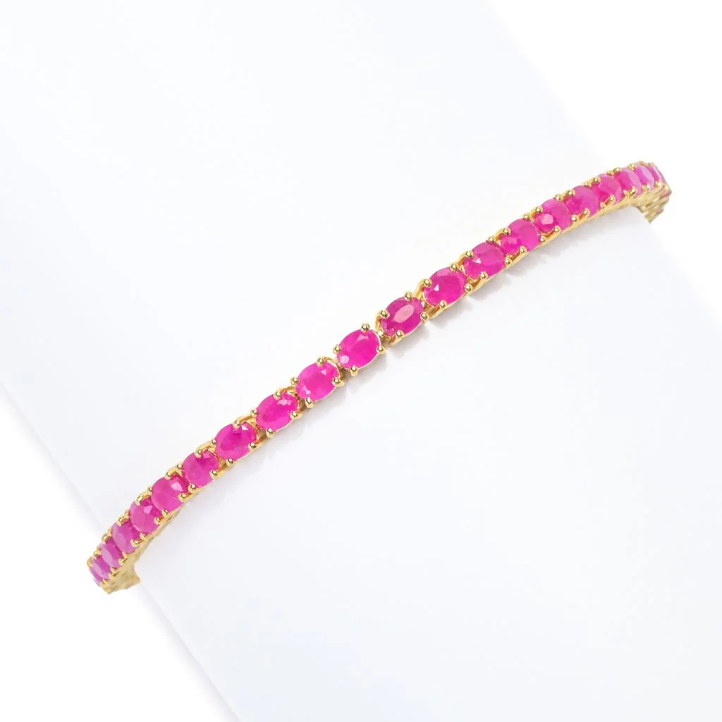 Gem Treasures 18K Vermeil Burmese Ruby Choice of Size Tennis Bracelet - Image 4