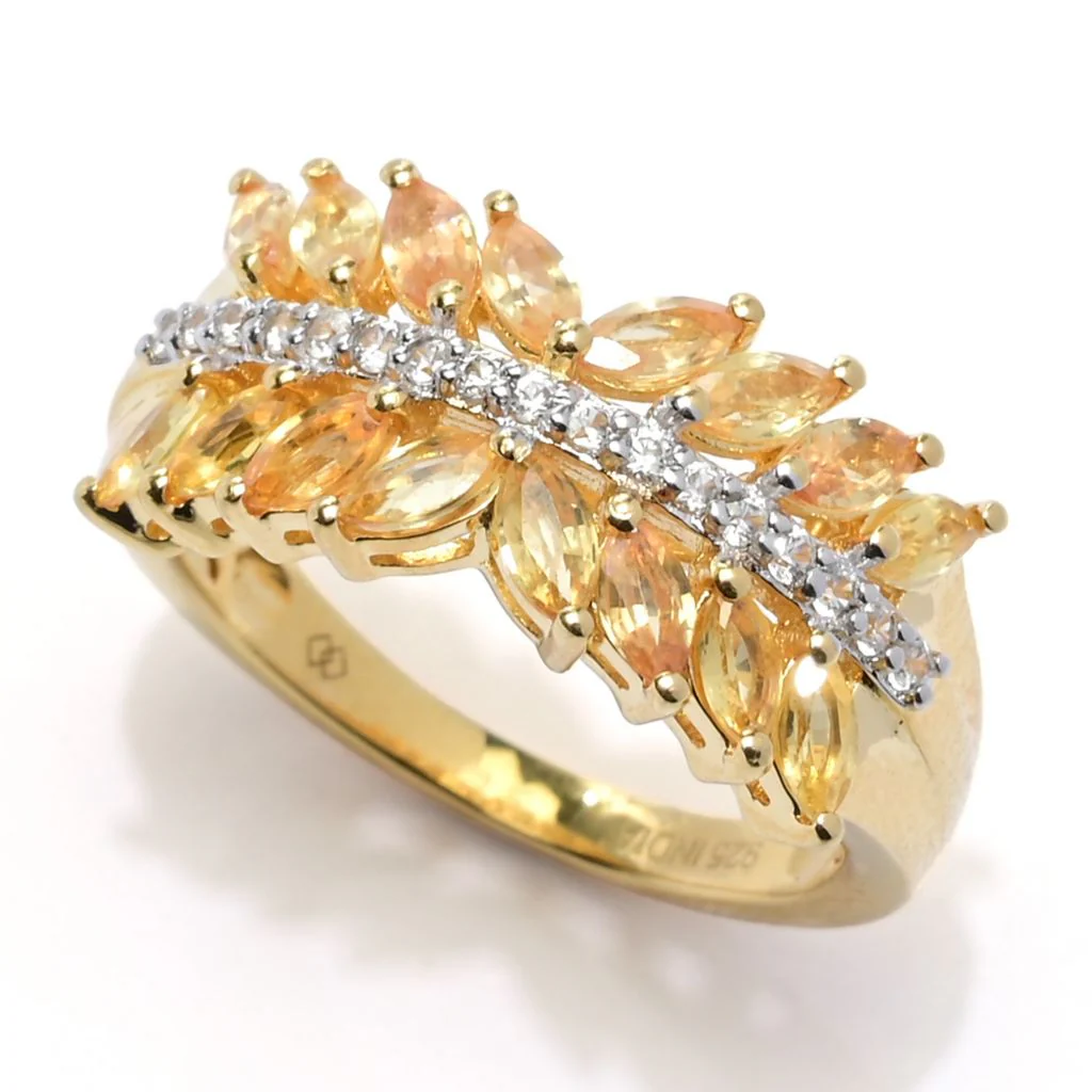 Gem Treasures 18K Vermeil Choice of 1.90ctw Exotic Sapphire & Zircon Ring - Image 4