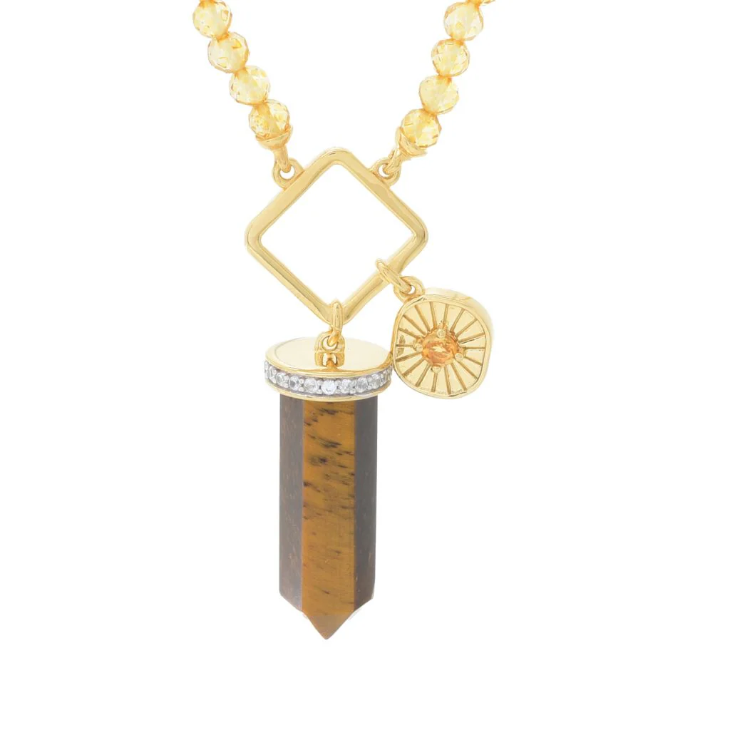 Gem Treasures 18K Vermeil Choice of Gem Crystal Charm Beaded Necklace - Image 3