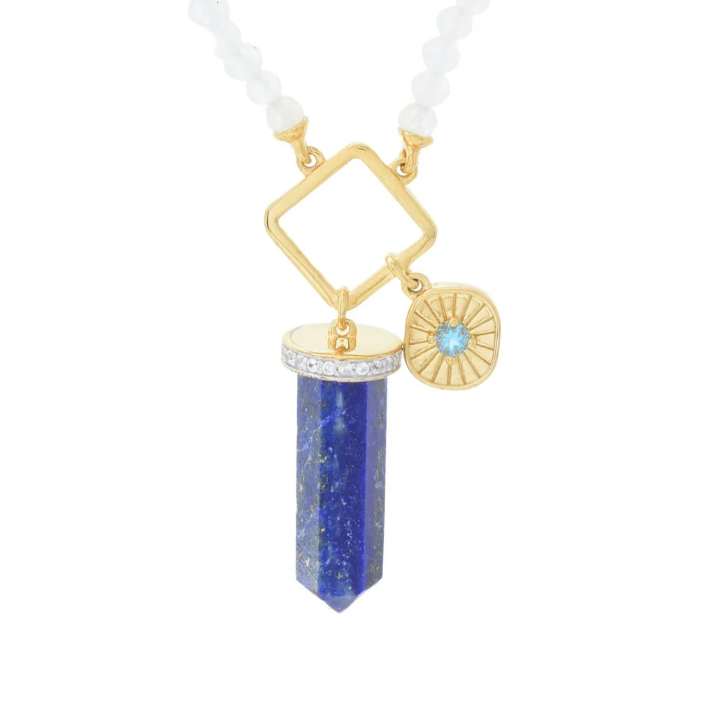 Gem Treasures 18K Vermeil Choice of Gem Crystal Charm Beaded Necklace - Image 6